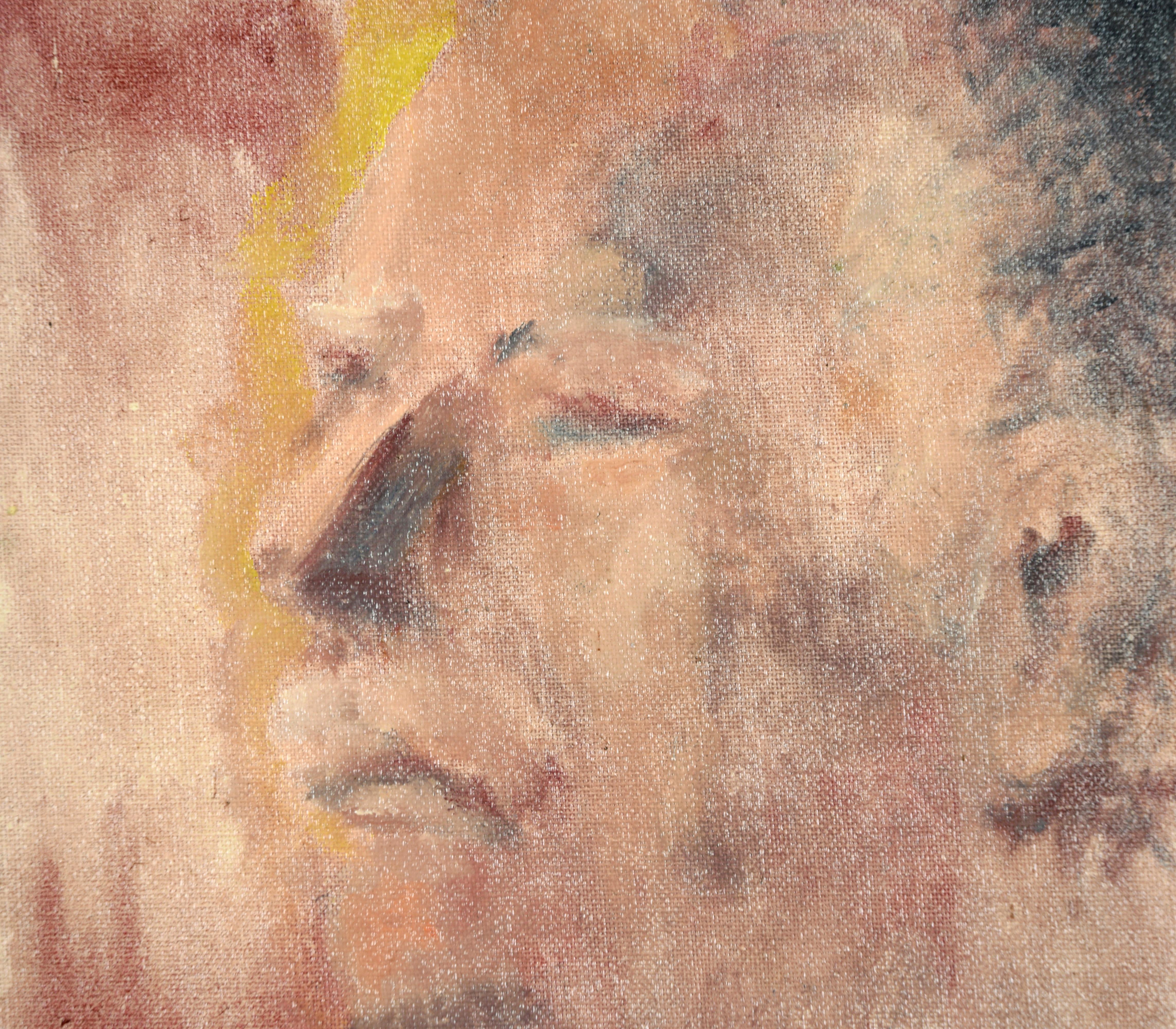 Expressionistic Portrait of a Man in Red - Original Oil Painting im Angebot 1