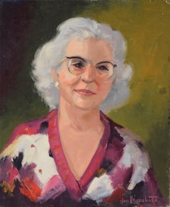 Mid Century Portrait of a Woman - Original Oil on Board