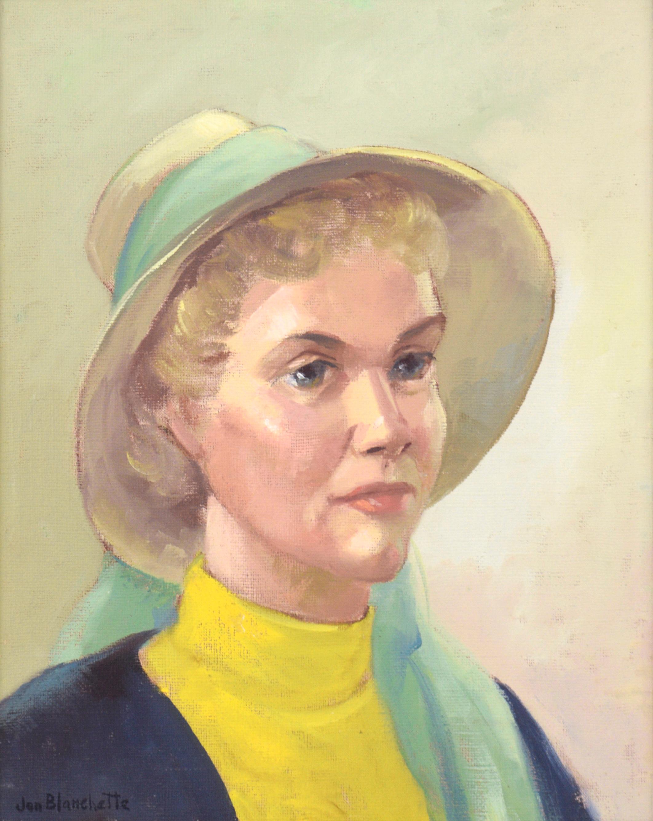 Porträt einer Frau aus der Mitte des Jahrhunderts – Painting von Jon Blanchette