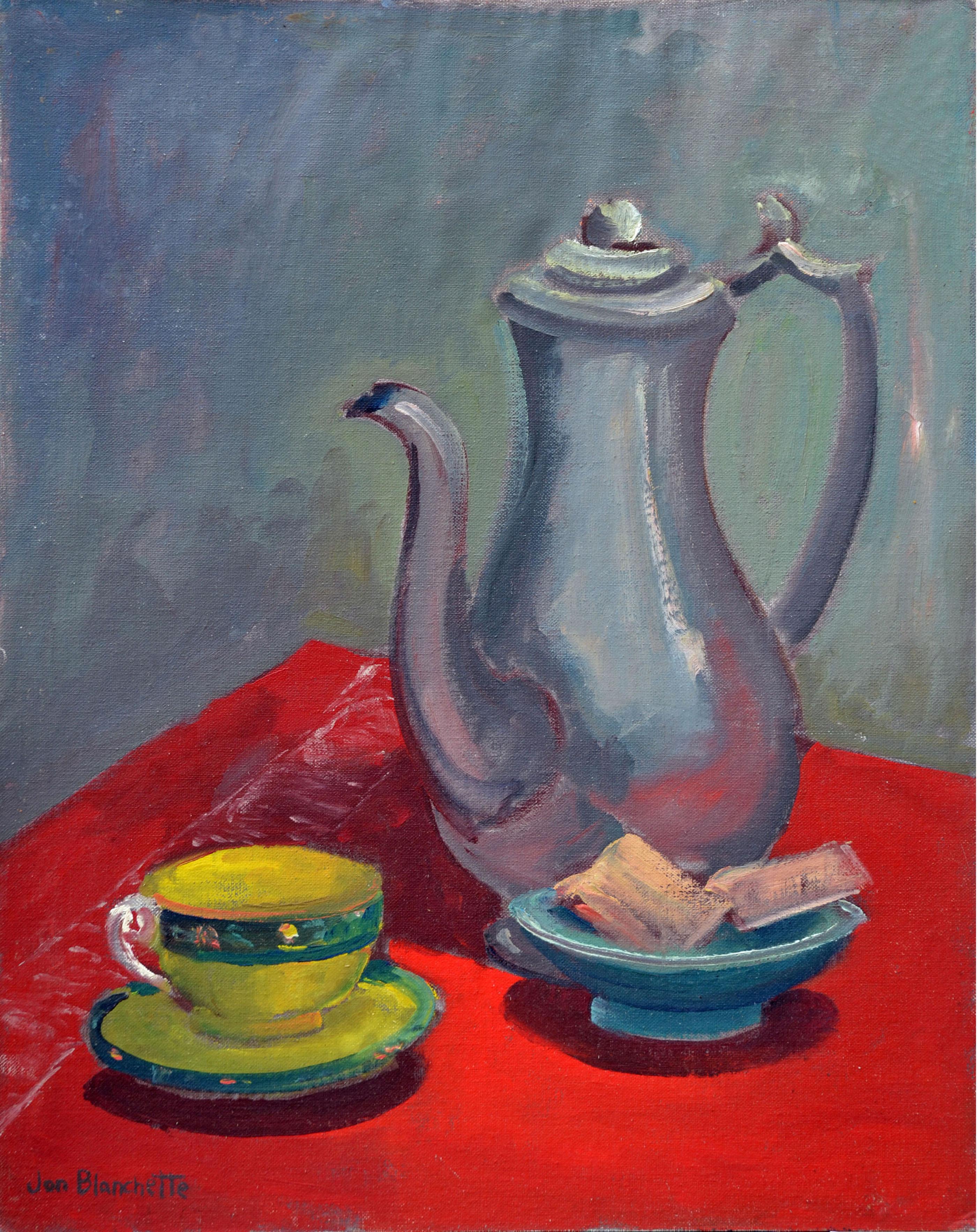 Jon Blanchette Interior Painting - Mid Century Tea Time Still Life