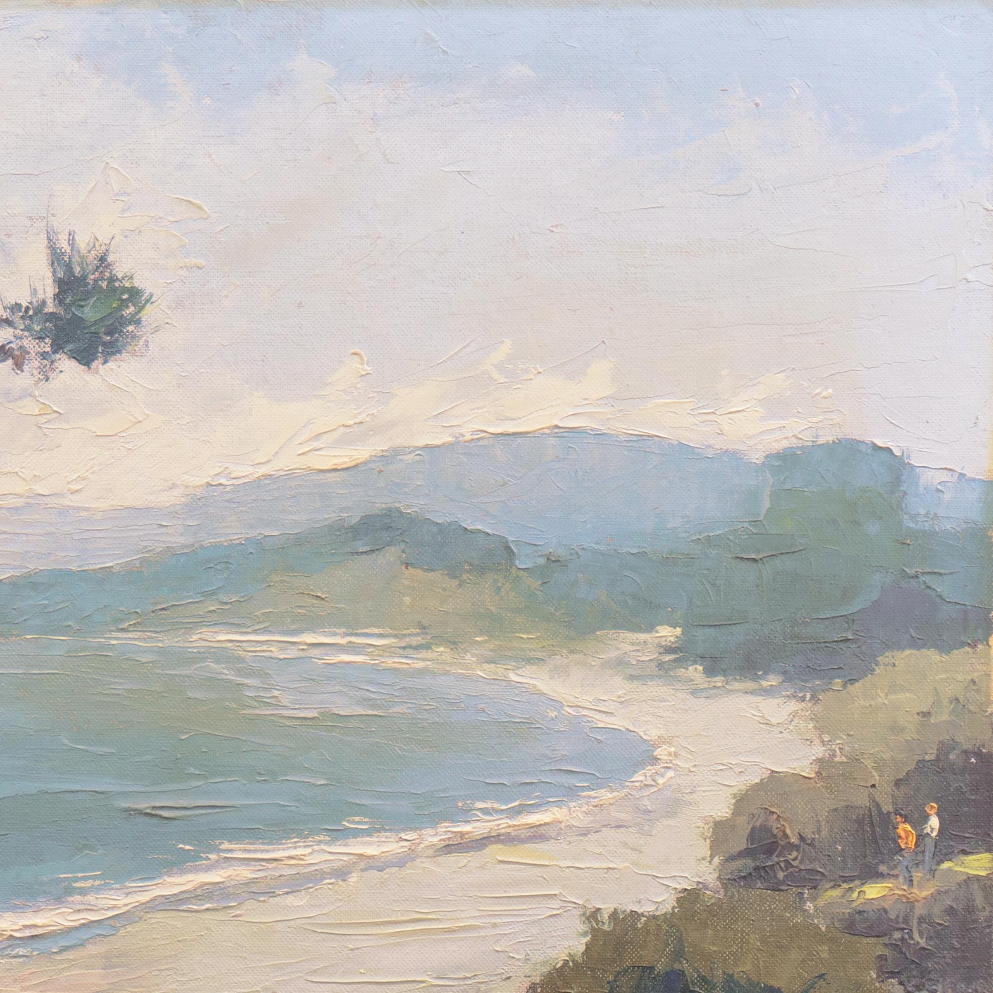 'Rio Del Mar Beach, Aptos', Santa Cruz, California, Pittsburgh Art Institute - Gray Landscape Painting by Jon Blanchette