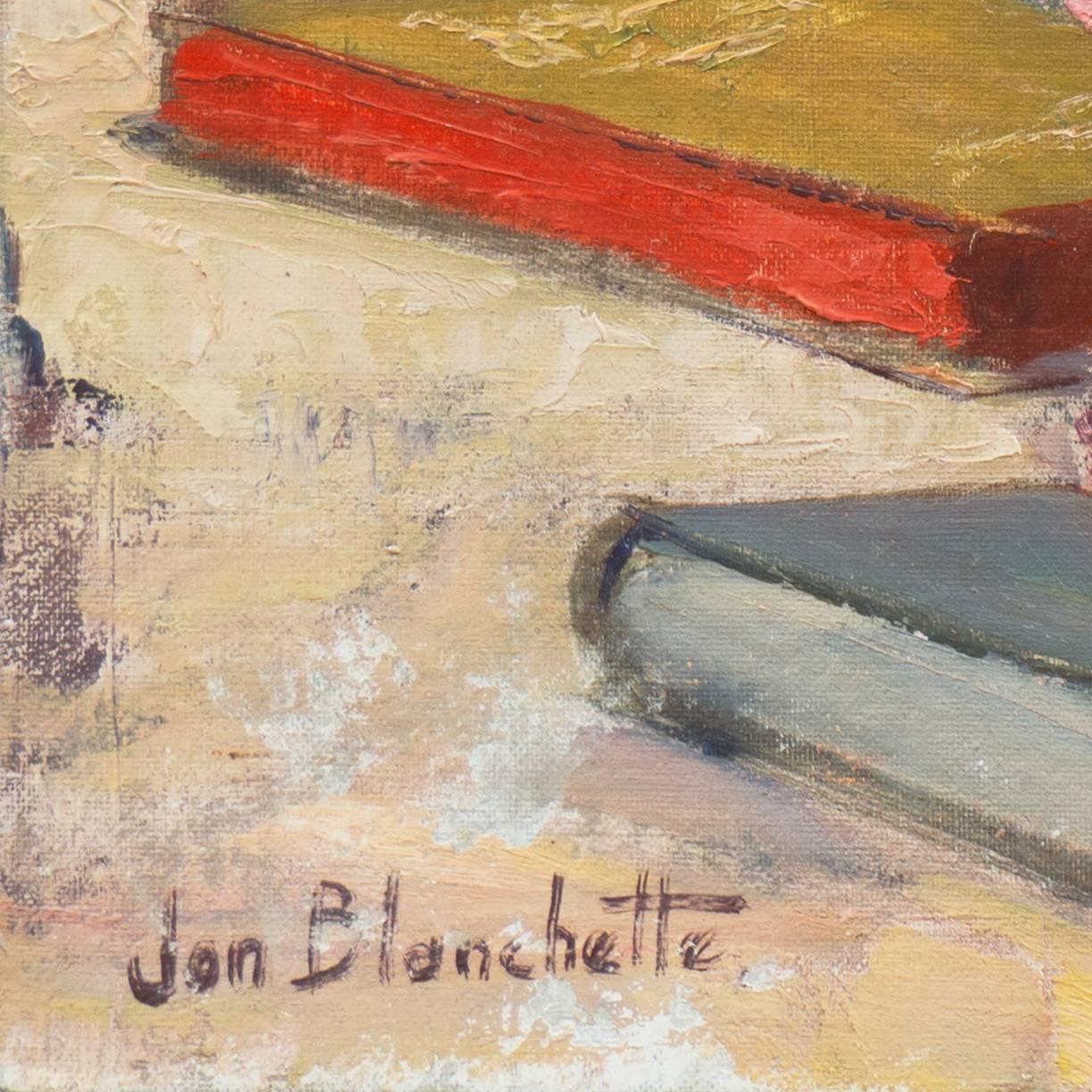 « Still Life of Pink Roses », huile impressionniste américaine, Santa Cruz Art League - Painting de Jon Blanchette