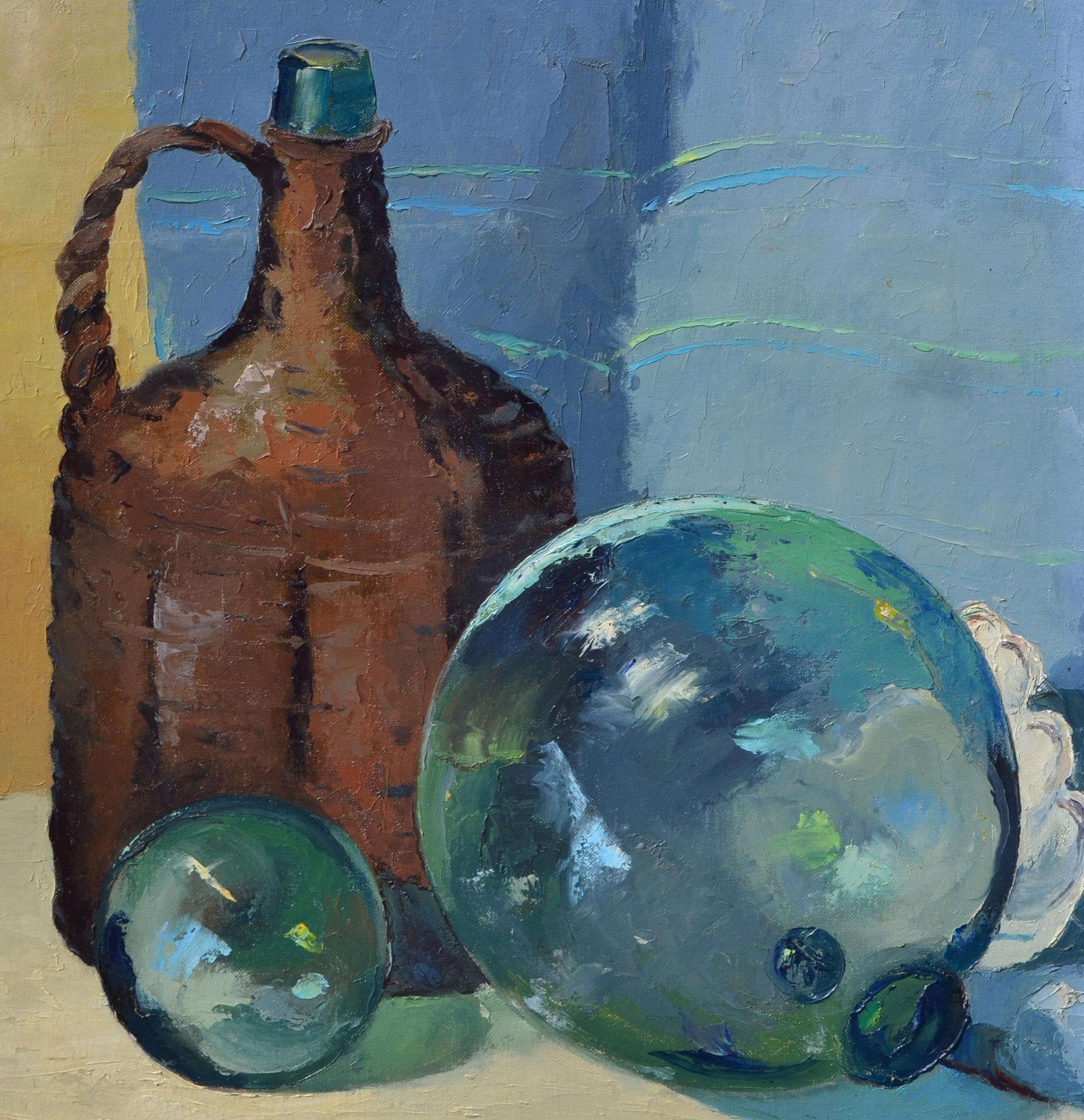 Still Life with Jug and Glass Floats  - American Impressionist Painting by Jon Blanchette