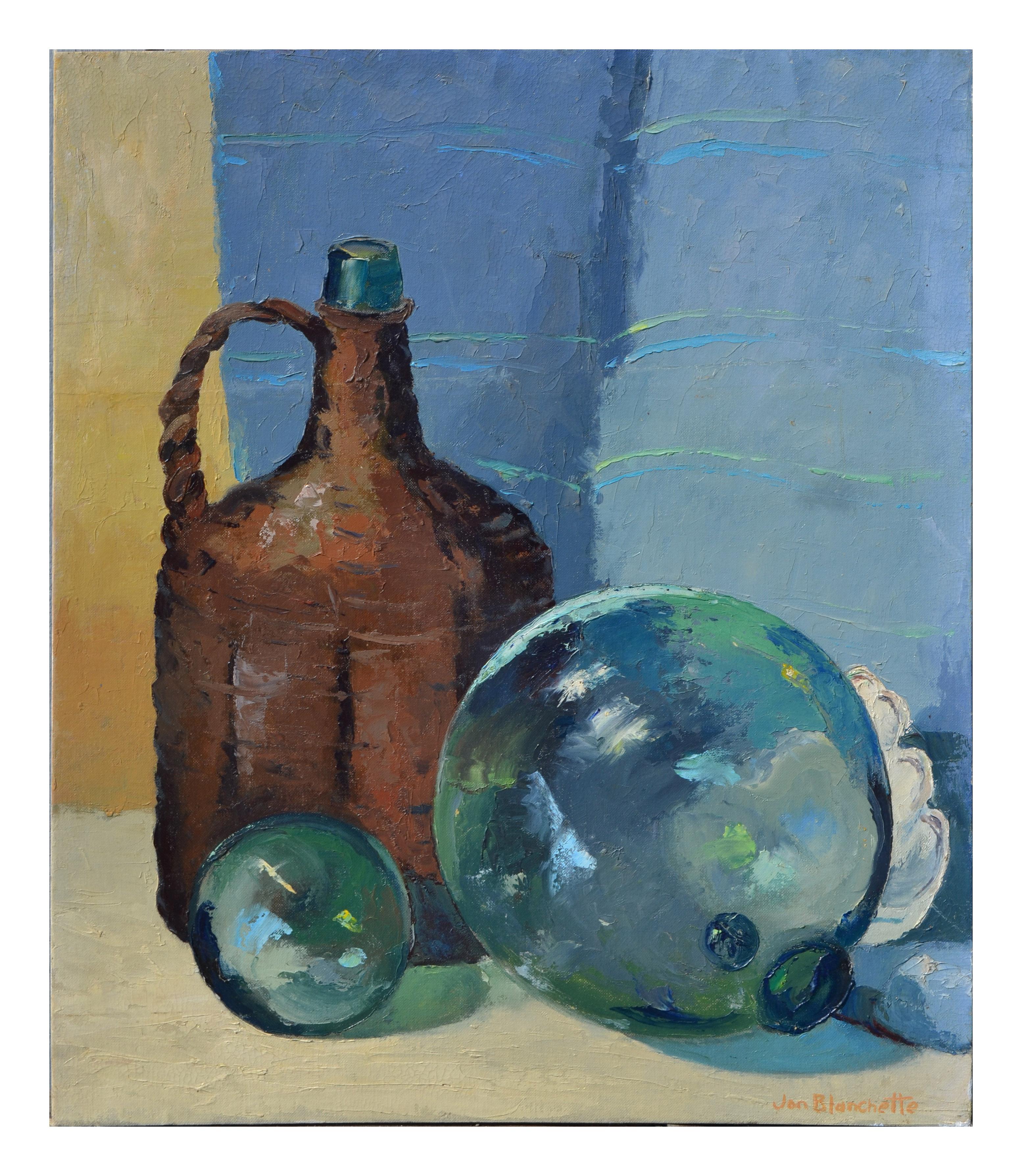 Jon Blanchette Still-Life Painting - Still Life with Jug and Glass Floats 