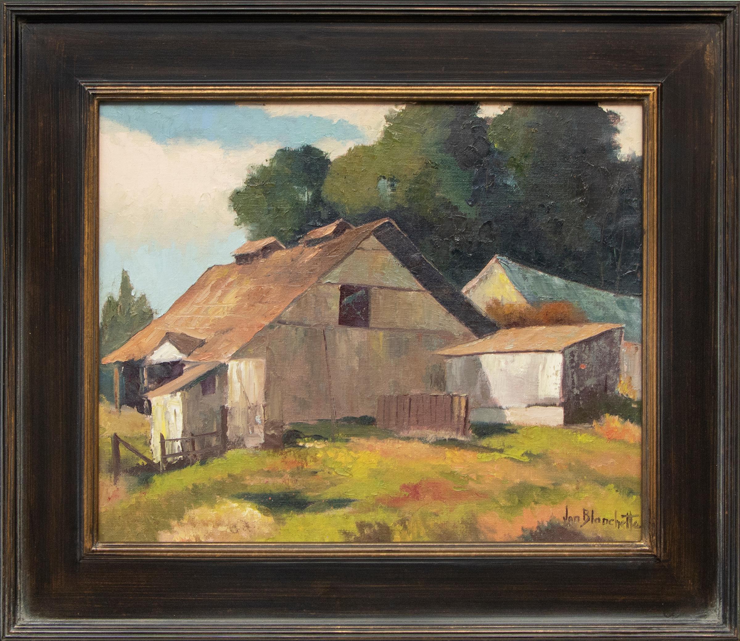 Jon Blanchette Figurative Painting - Untitled (Barn, California)