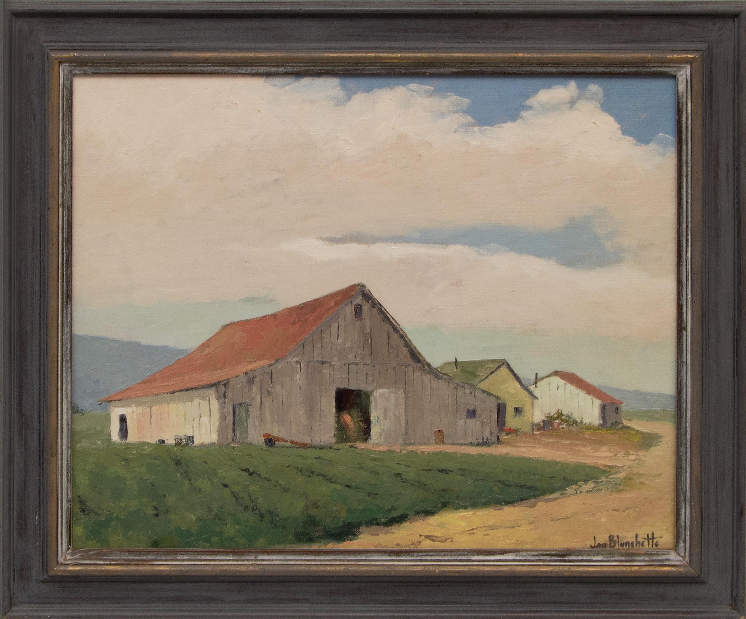 Untitled (White Barn, California) - Painting by Jon Blanchette