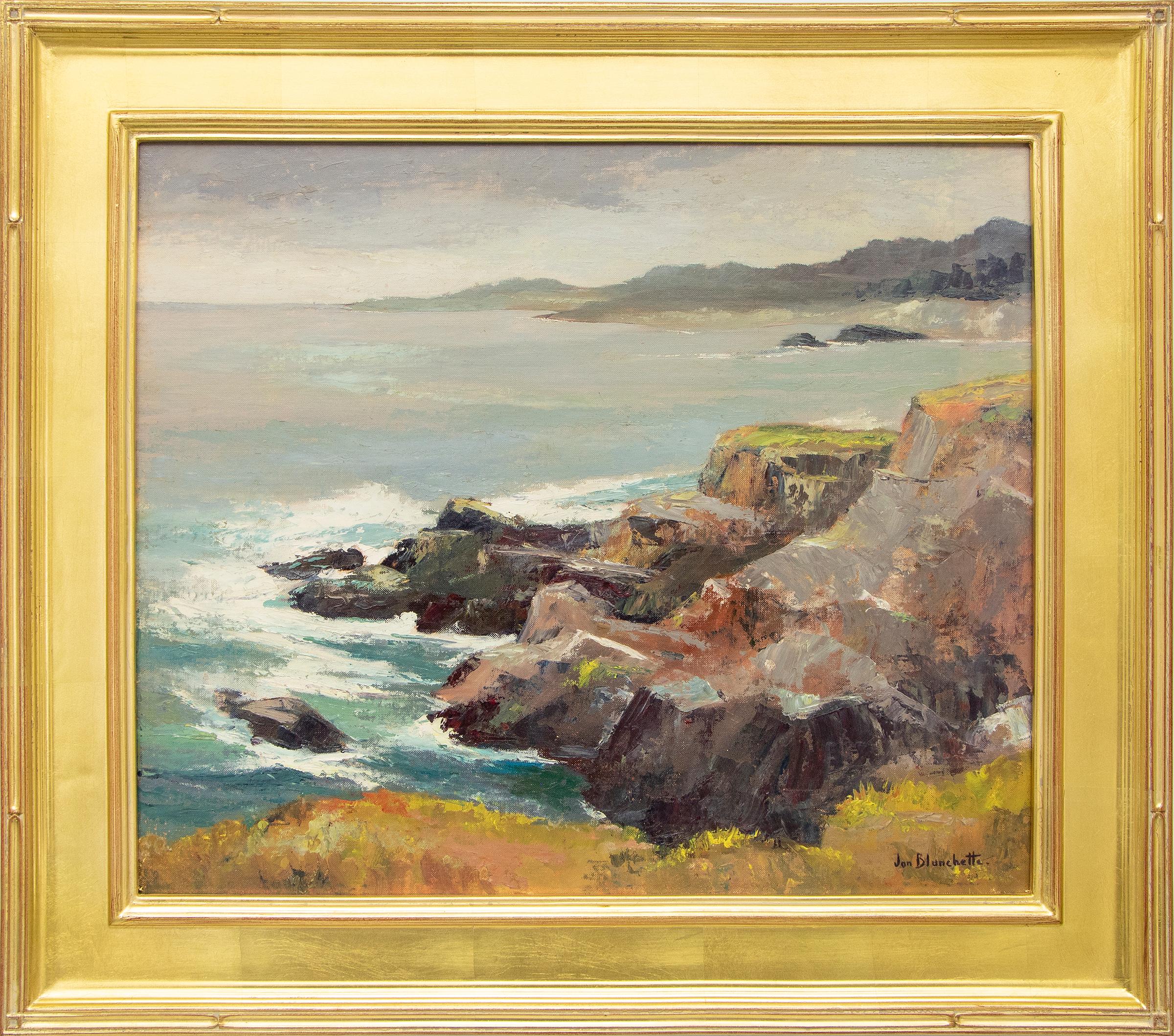 Jon Blanchette Figurative Painting - West of Mendocino, Northern California Coast Marine Seascape/Landscape Painting
