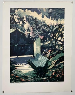 Park Bench Silkscreen Lithograph Hand Signed "The Covered Gate"