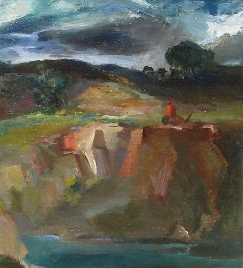 Painted Jon Corbino Original Oil on Canvas, Bathers at Quarry