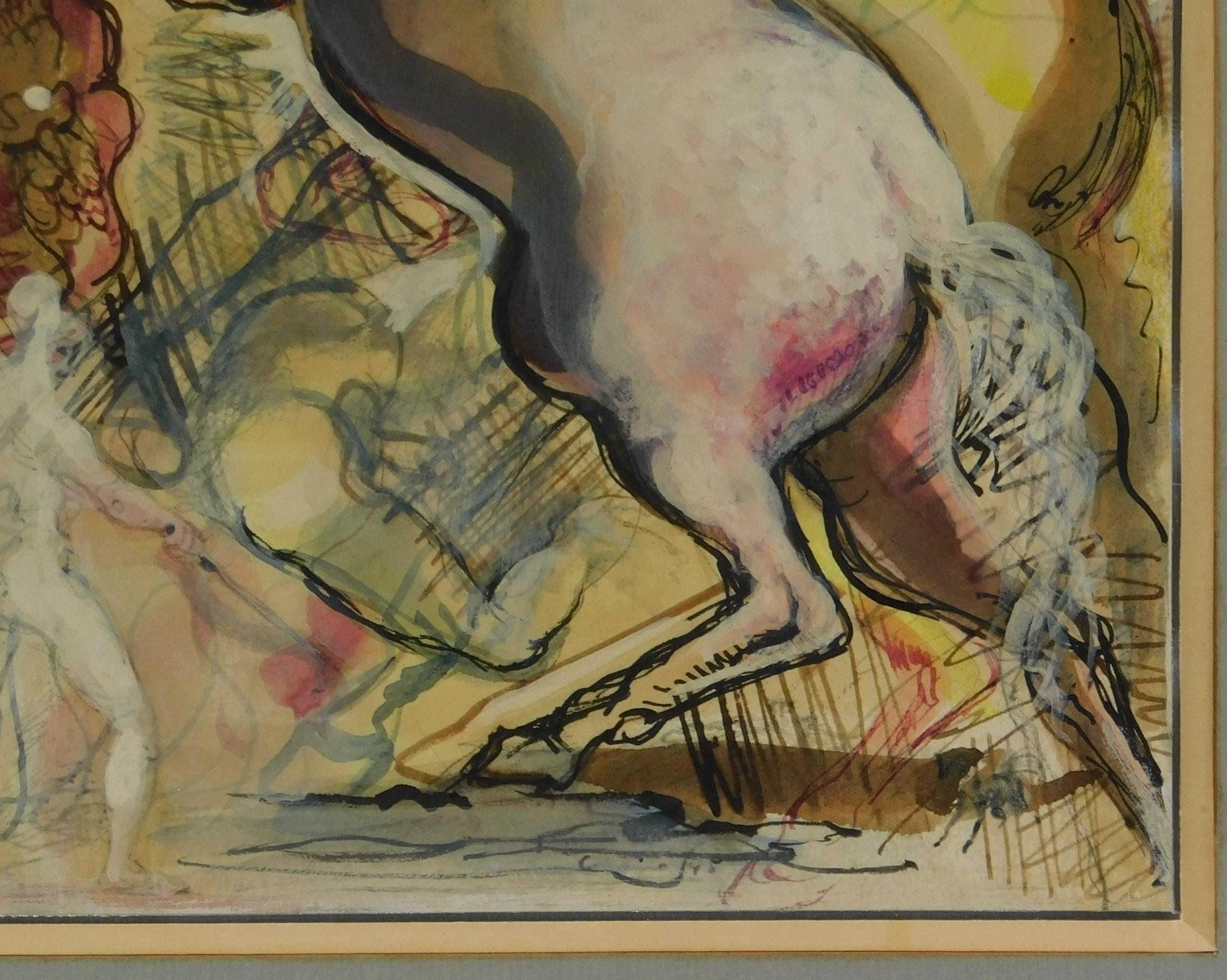 Original-Aquarell „ Surreal Horses“ von Jon Corbino, 1945 im Zustand „Gut“ in Phoenix, AZ