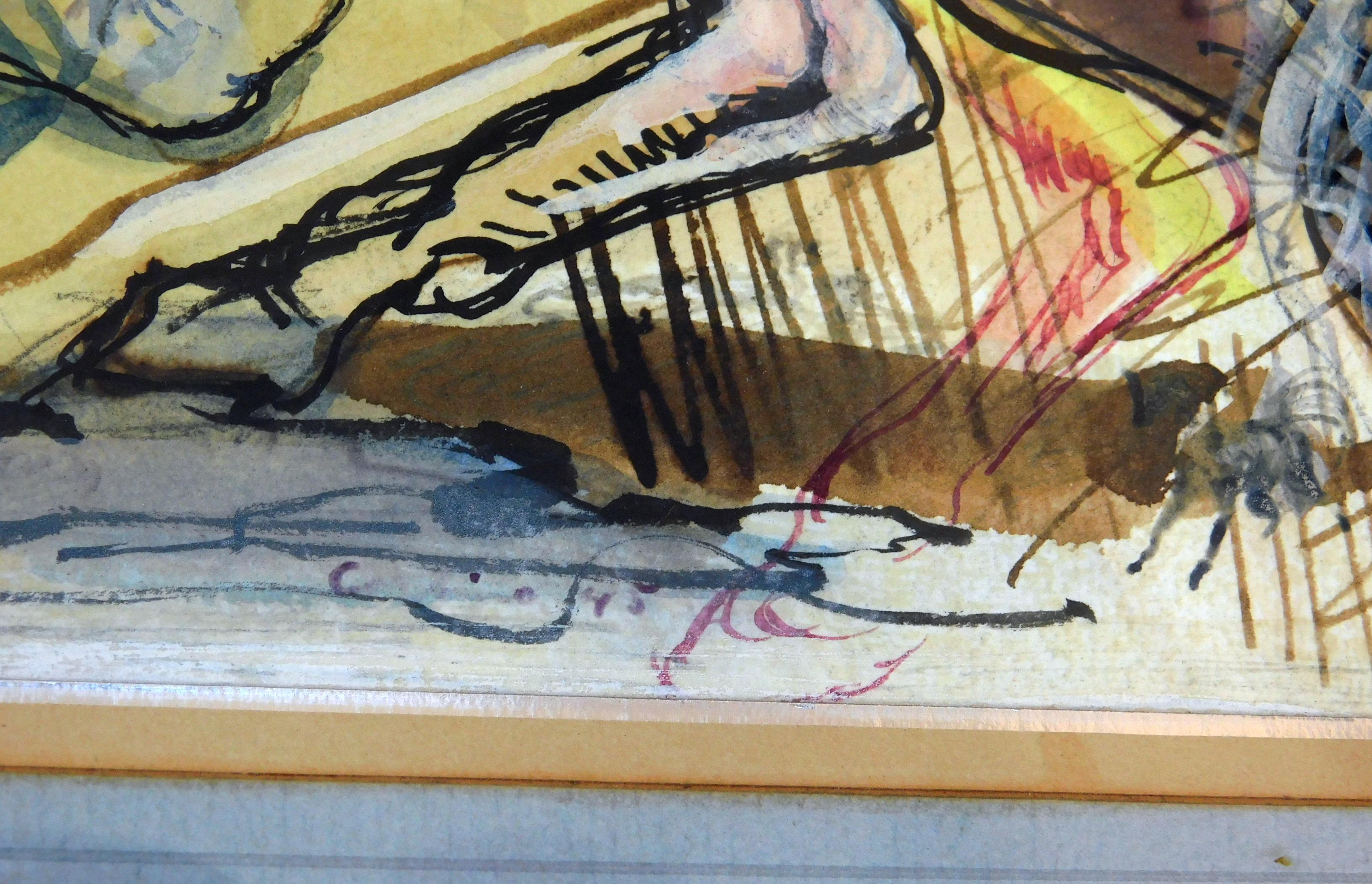Original-Aquarell „ Surreal Horses“ von Jon Corbino, 1945 1