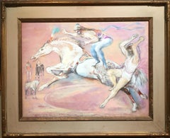 Vintage Circus Jumpers #2 (Equestrians) mixed media painting by Jon Corbino