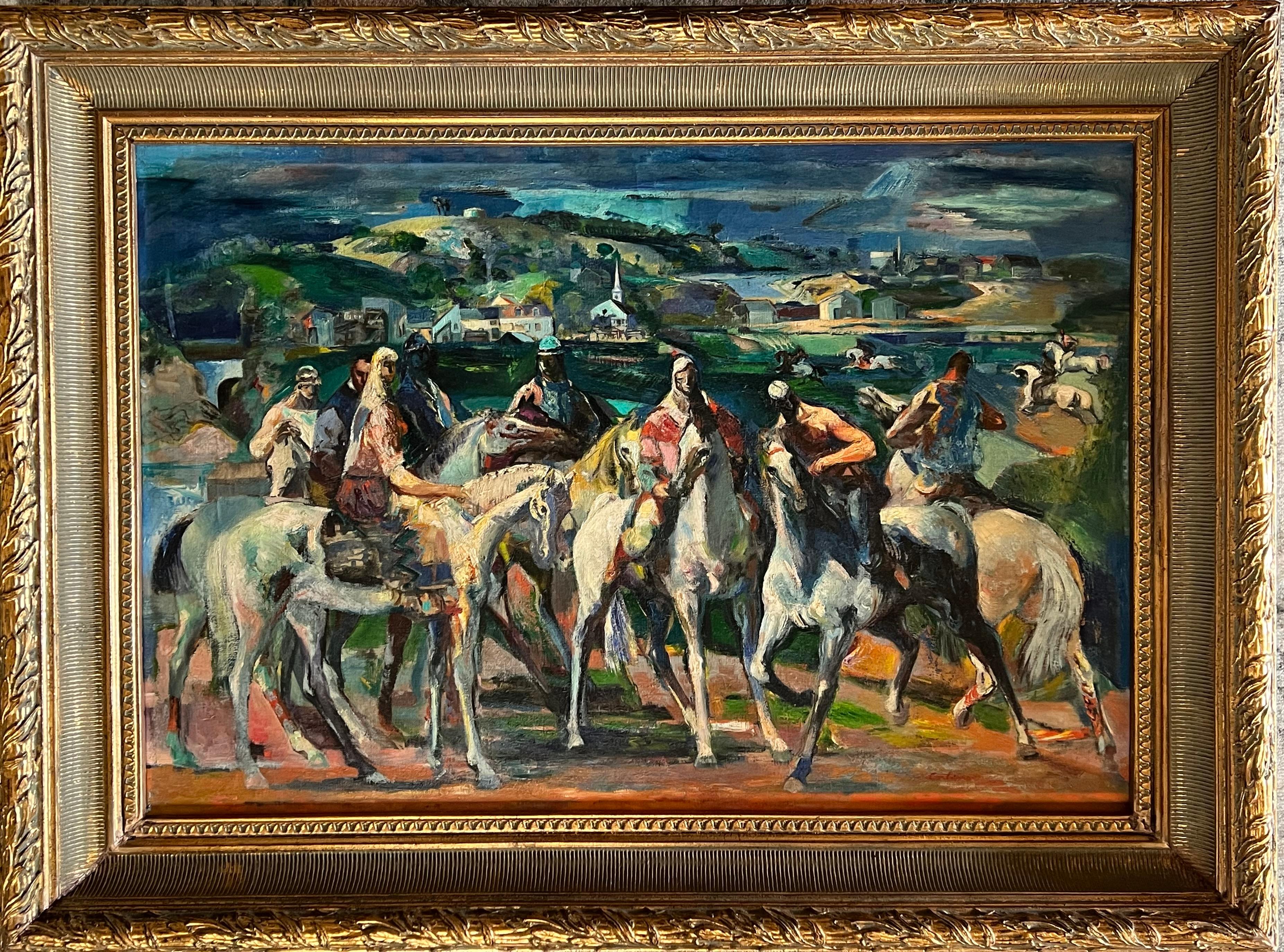 Die Reiter von Pigeon Hill  (Amerikanische Moderne), Painting, von Jon Corbino