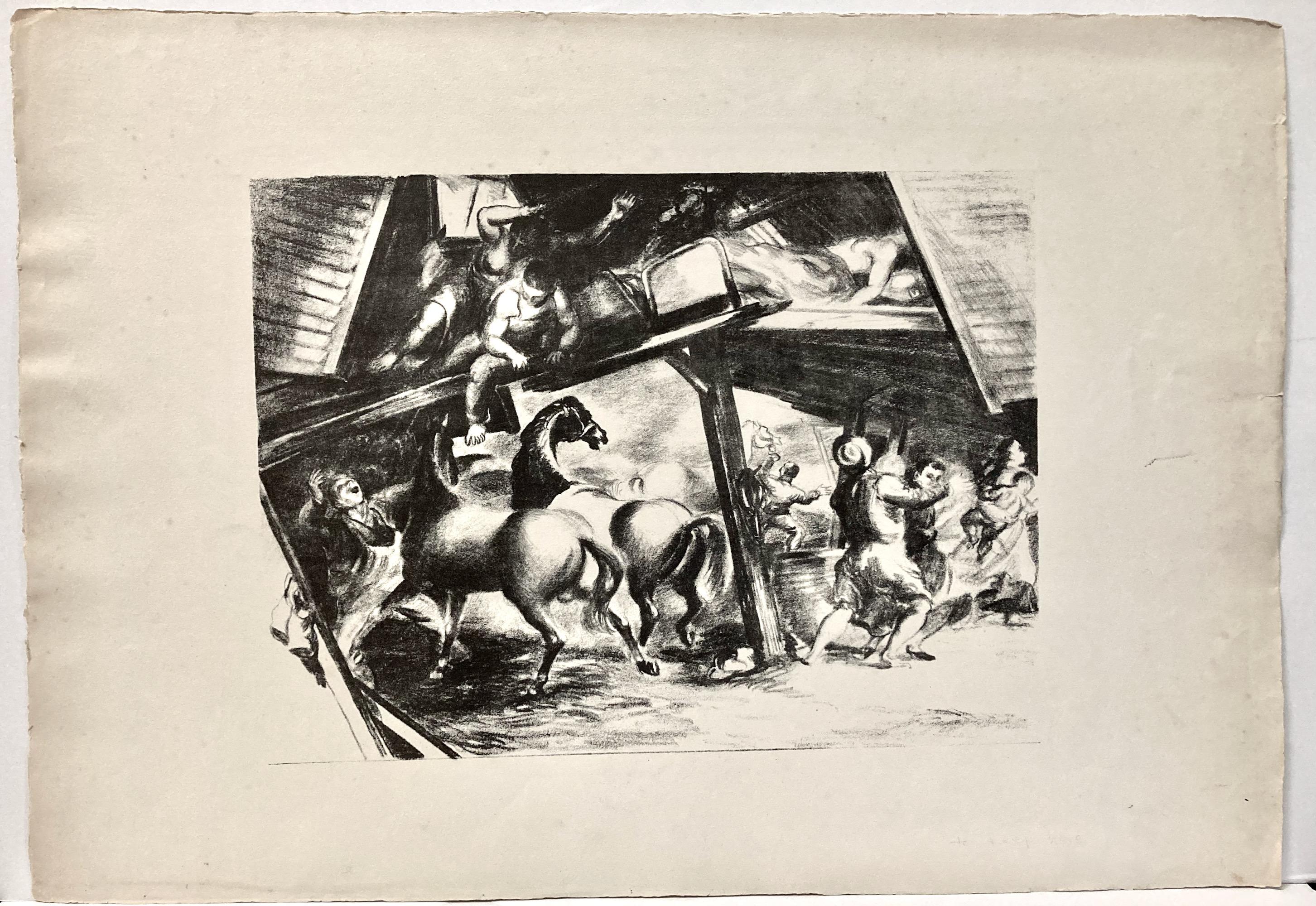 Jon Corbino, Erdbeben in Montana, 1936, Lithographie im Angebot 1
