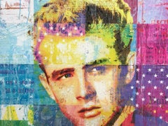 "American Rebel" Mixed Media James Dean Collage Composition on Panel Board