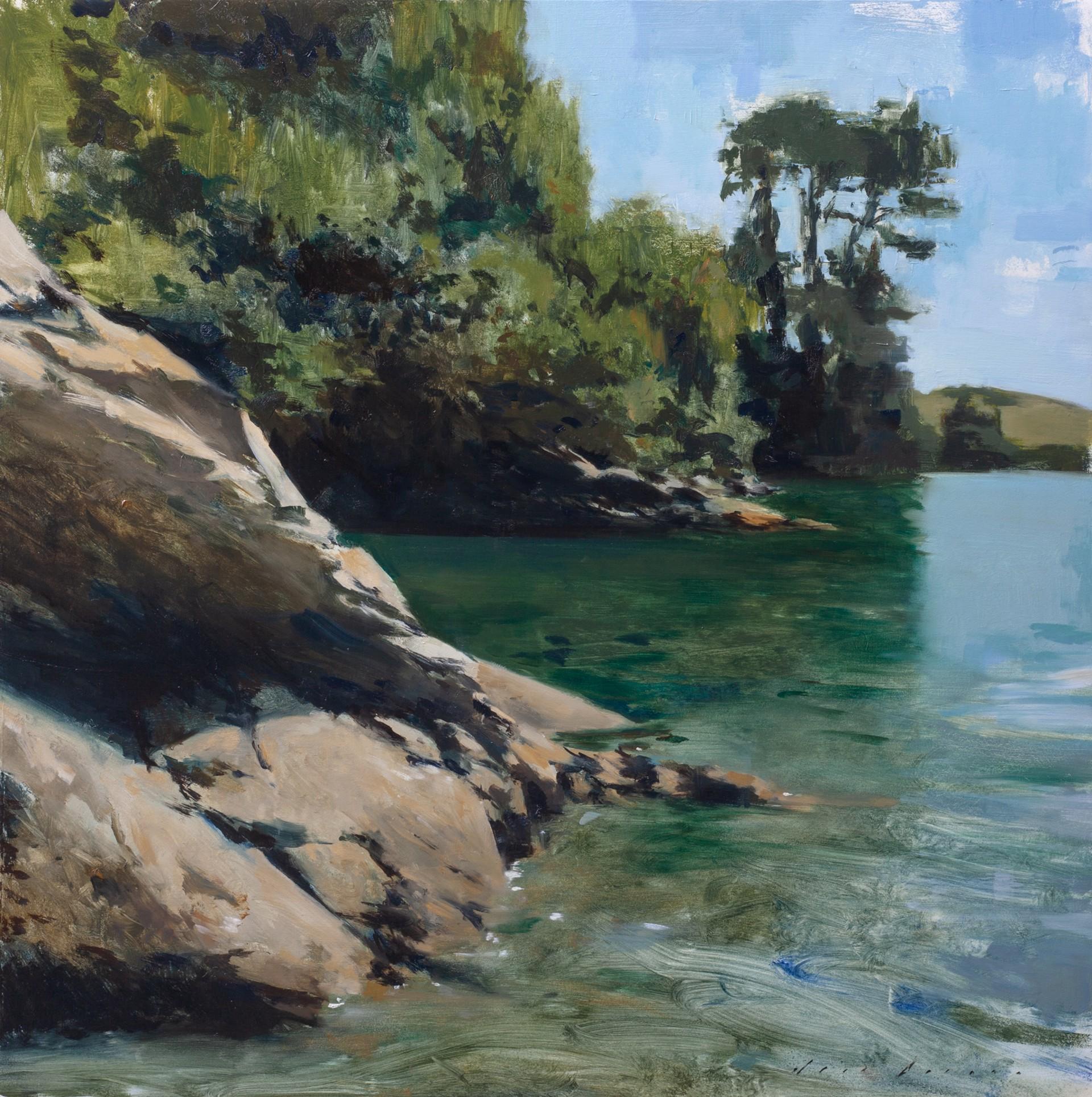 Jon Doran Figurative Painting - "Cornwall Cove in the Afternoon" Original Oil painting