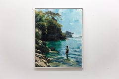 "Nuotatore mattutino 5" Pittura ad olio originale