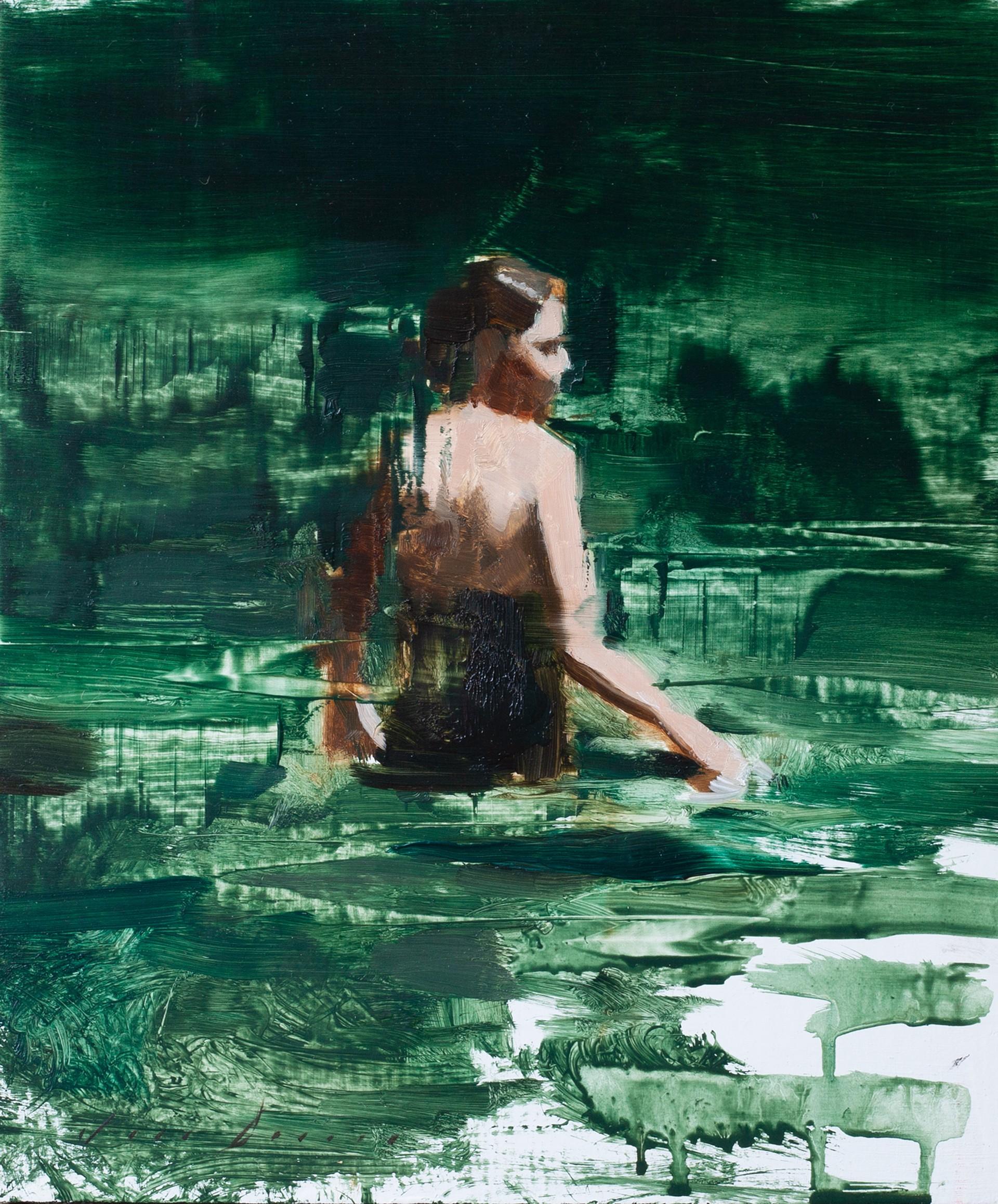 Jon Doran Landscape Painting - "Swimmer Study 2" Original Oil painting
