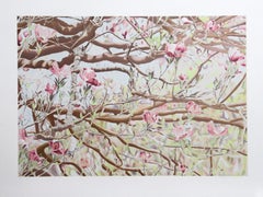 Vintage Dogwood II, Impressionist Lithograph by Jon D'Orazio
