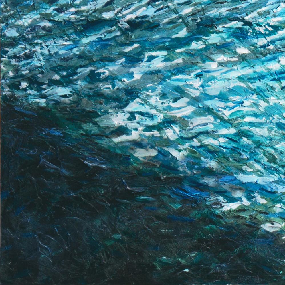 „Großer Ozean Abstrakt“, Transzendentalistisch, Marine, Scuba Diving, Untersee, Aqua (Blau), Landscape Painting, von Jon Gariepy