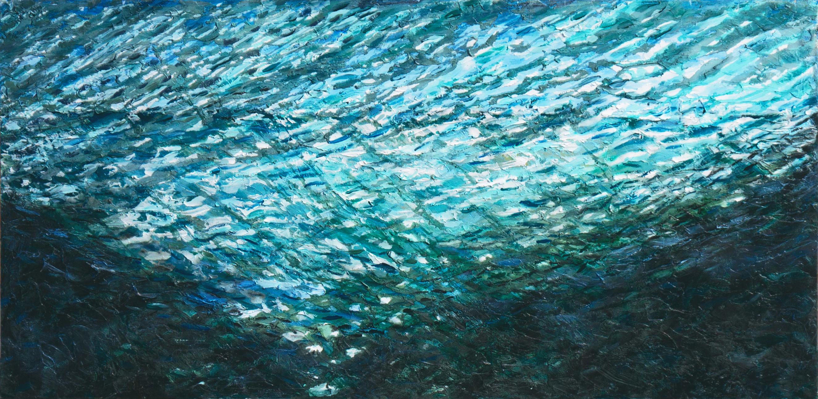 Jon Gariepy Landscape Painting – „Großer Ozean Abstrakt“, Transzendentalistisch, Marine, Scuba Diving, Untersee, Aqua