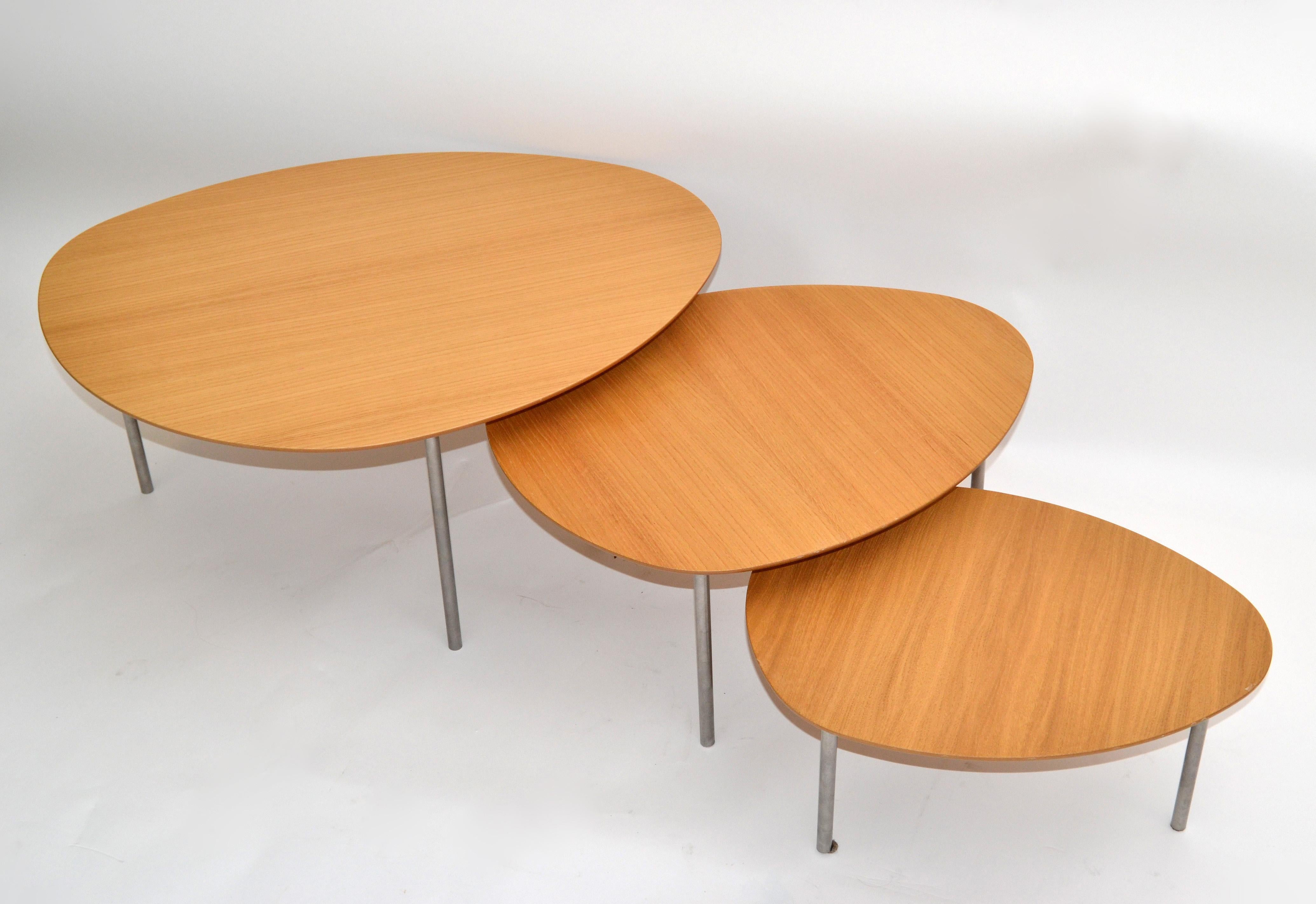 Modern Jon Gasca Plywood Nesting Tables / Stacking Tables STUA Design Spain, Set of 3