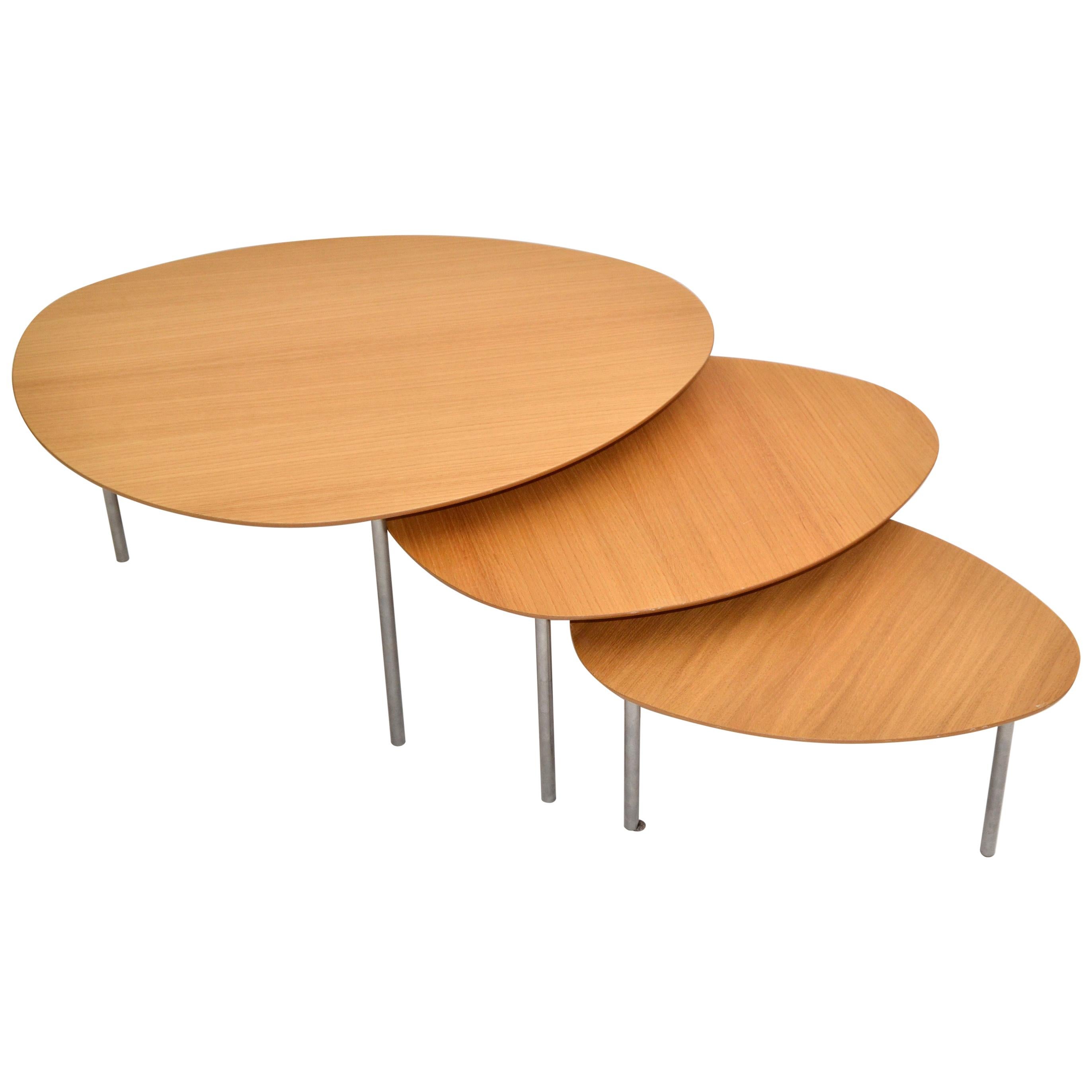 Jon Gasca Plywood Nesting Tables / Stacking Tables STUA Design Spain, Set of 3