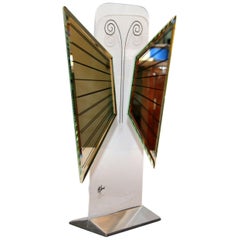 Jon Gilmore Mid-Century Modern Art Mirror in Chrome and Lucite Shaped Butterfly