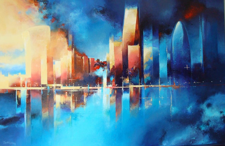 City Skyline Abstract -188 For Sale on 1stDibs | abstract skyline, city  skyline abstract painting