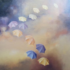 Going Up - Acrylic on canvas -  Umbrella painting - Original art work