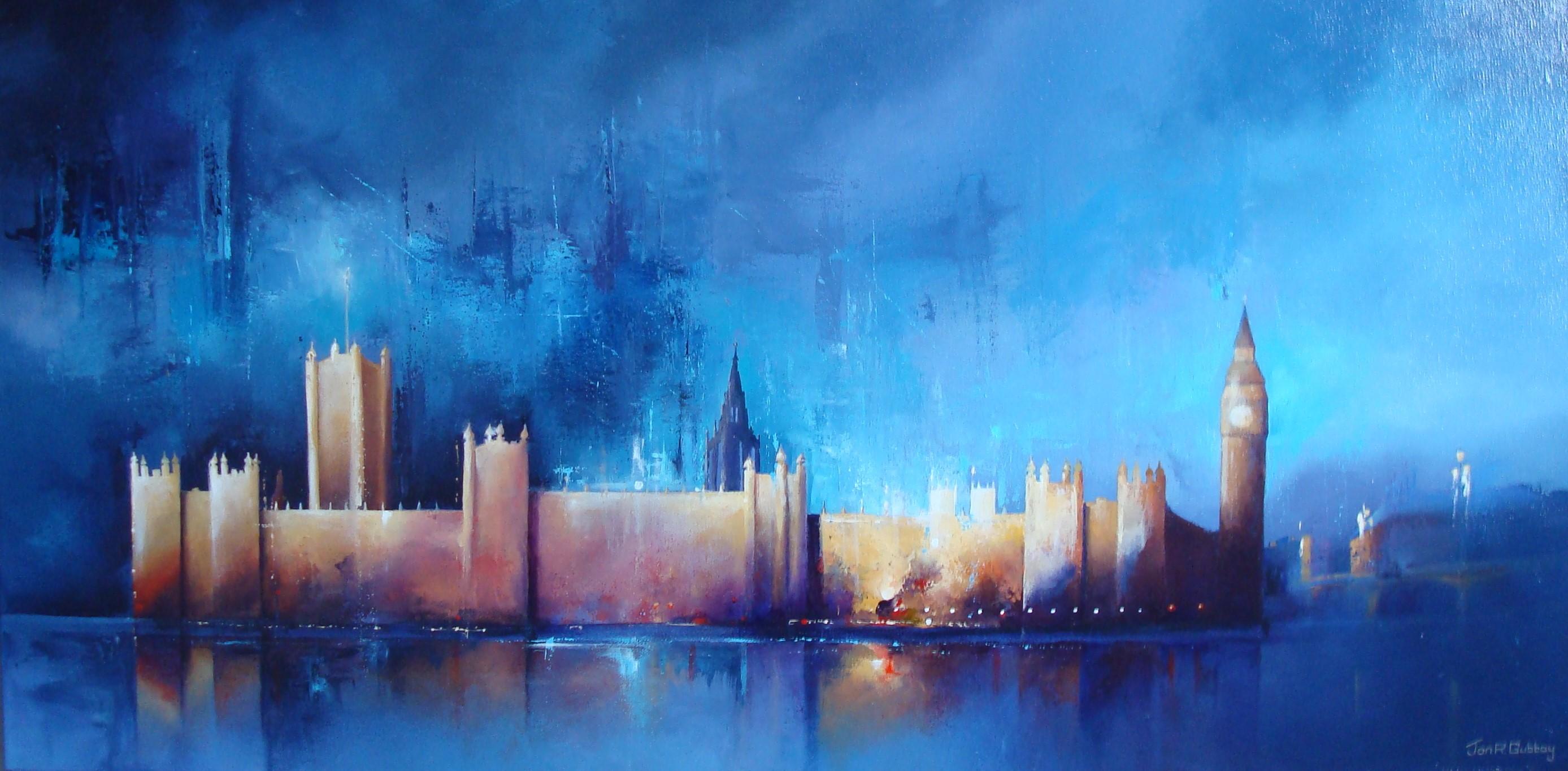 Parliament at Dusk - Urban Impressions: Original Acrylic Art by Jon Gubbay