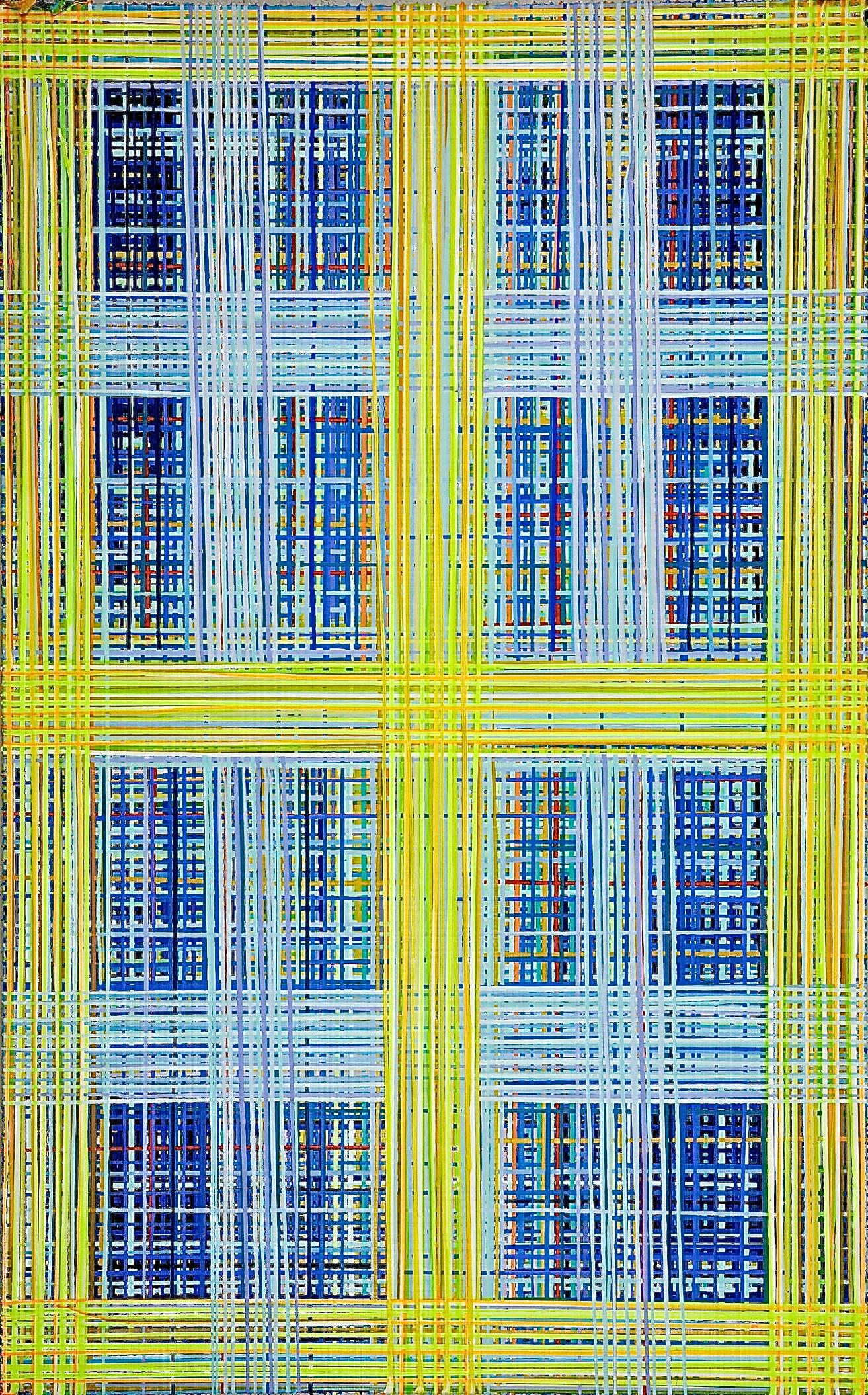 60" x 96" Abstraktes Acrylgemälde des in NY lebenden Künstlers Jon James.

Jon James' Arbeiten zeichnen sich durch prächtige Farbflächen aus und nutzen eine vertraute Methode, das Tropfen von Farbe, um eine unglaubliche Tiefe zu erzeugen und