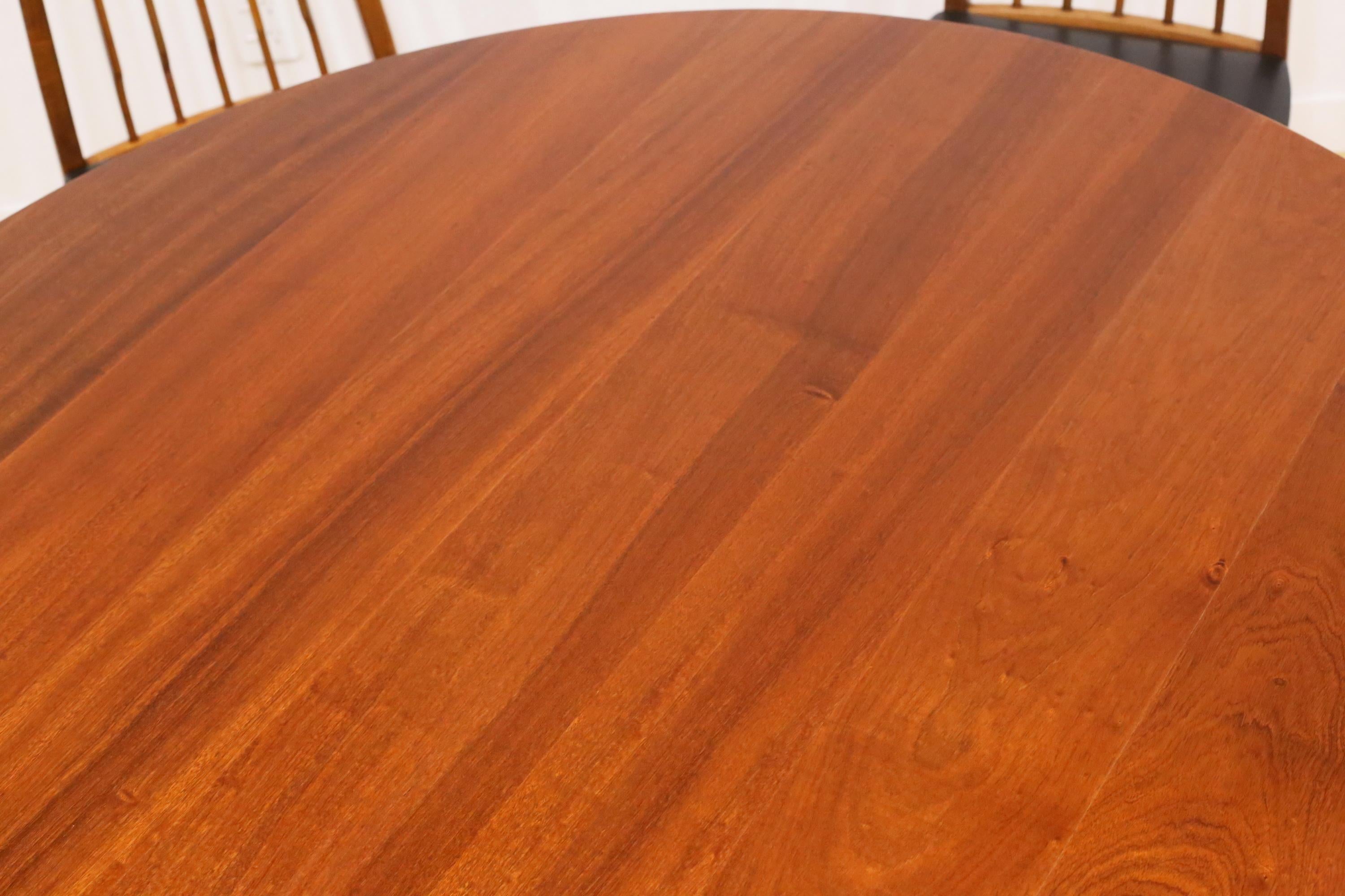 Mid-Century Modern Jon Jansen Solid Mahogany Tripod Dining Table.  For Sale