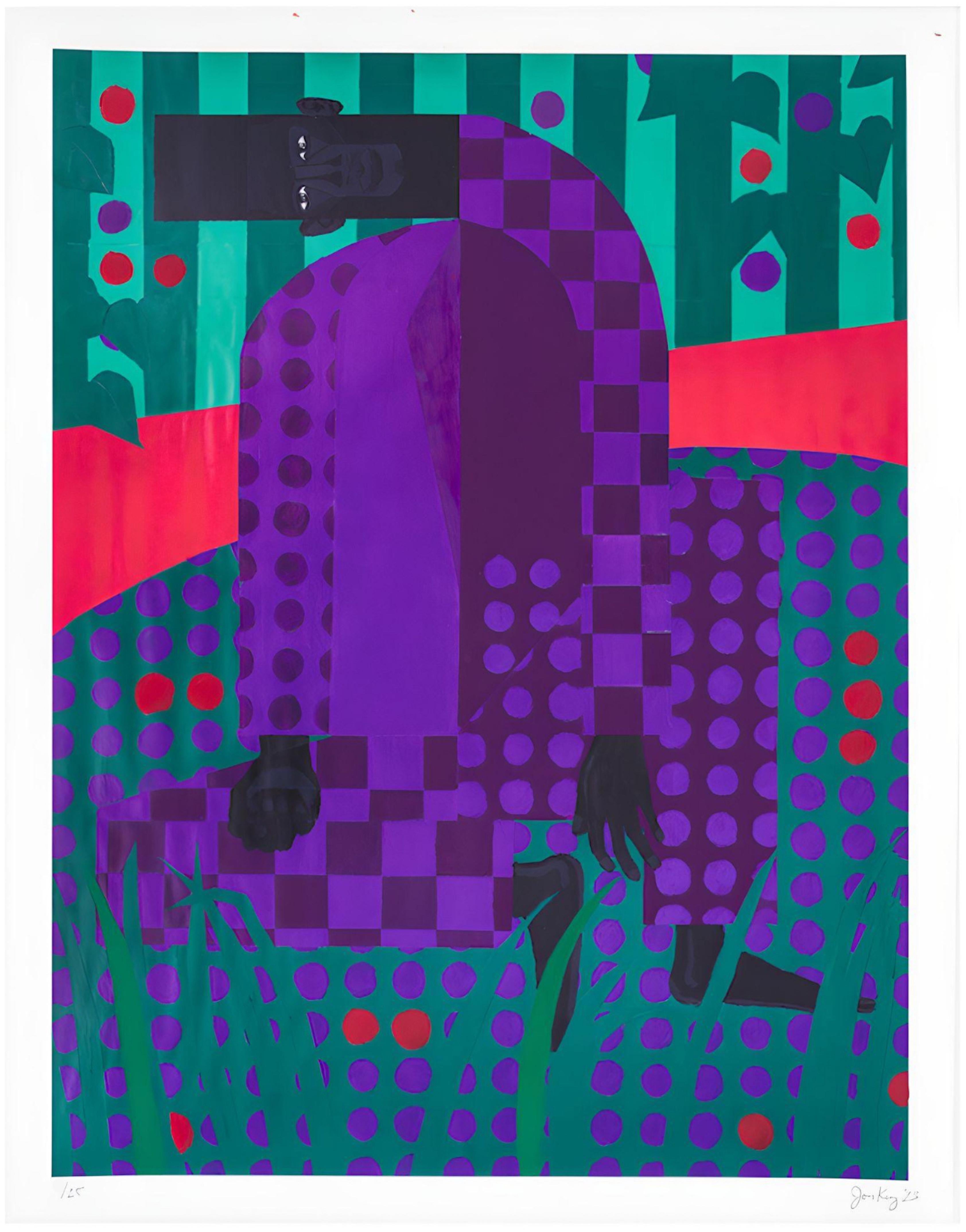Jon Key Portrait Print – Mann in der violetten Traumlandschaft Nr. 5