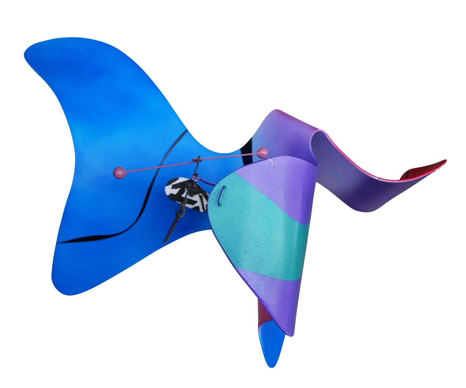 Scultura mobile biomorfa astratta, rossa, viola e blu, modernista in vendita 6