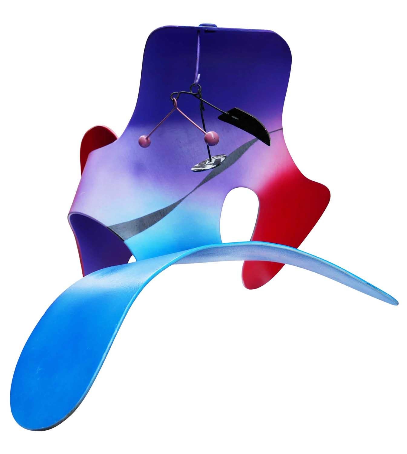 Rote, violette und blaue modernistische abstrakte biomorphe mobile Skulptur im Angebot 5