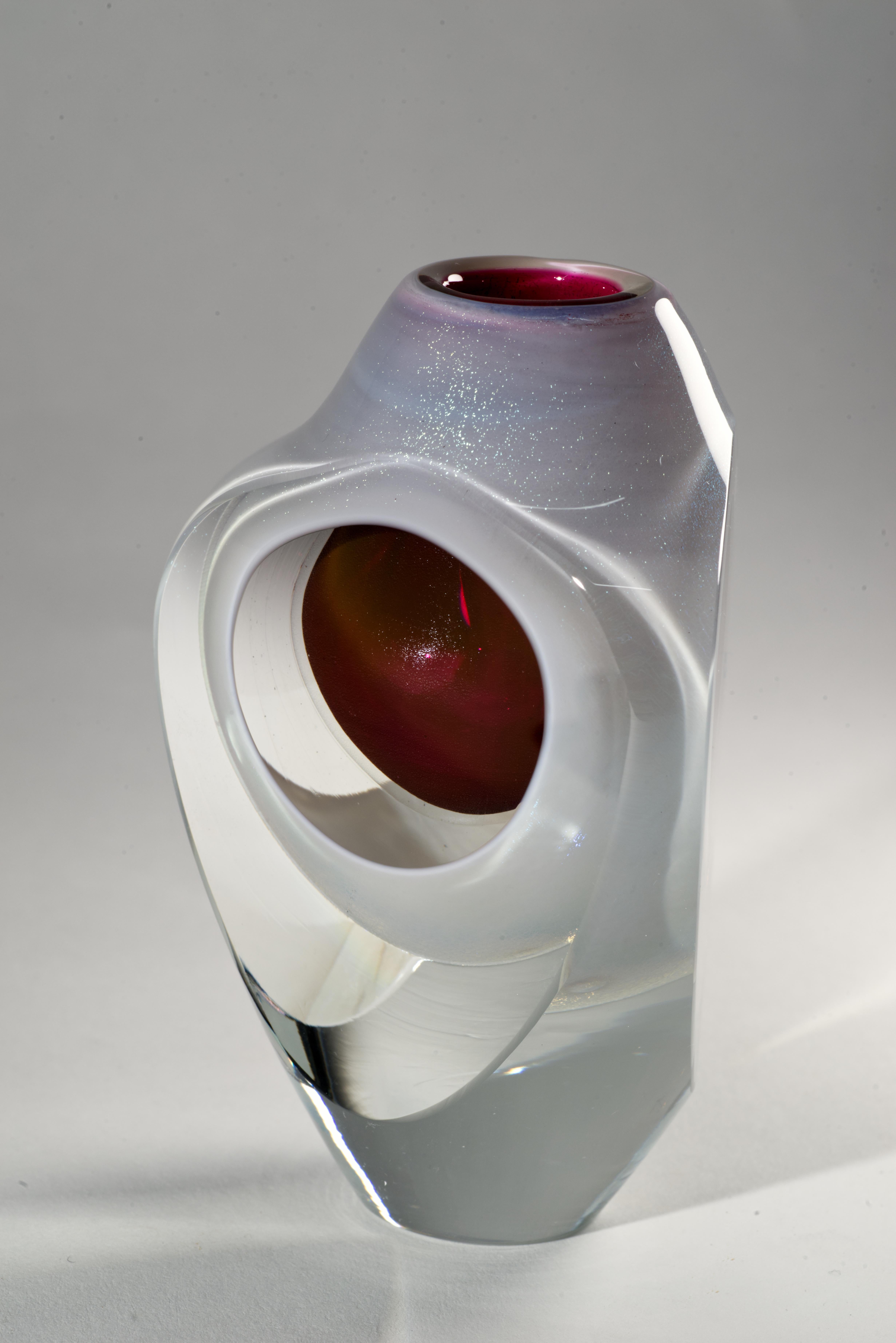 Postmoderno Jon Kuhn Vaso scultoreo Op-Art, vetro Studio A, 1982 in vendita