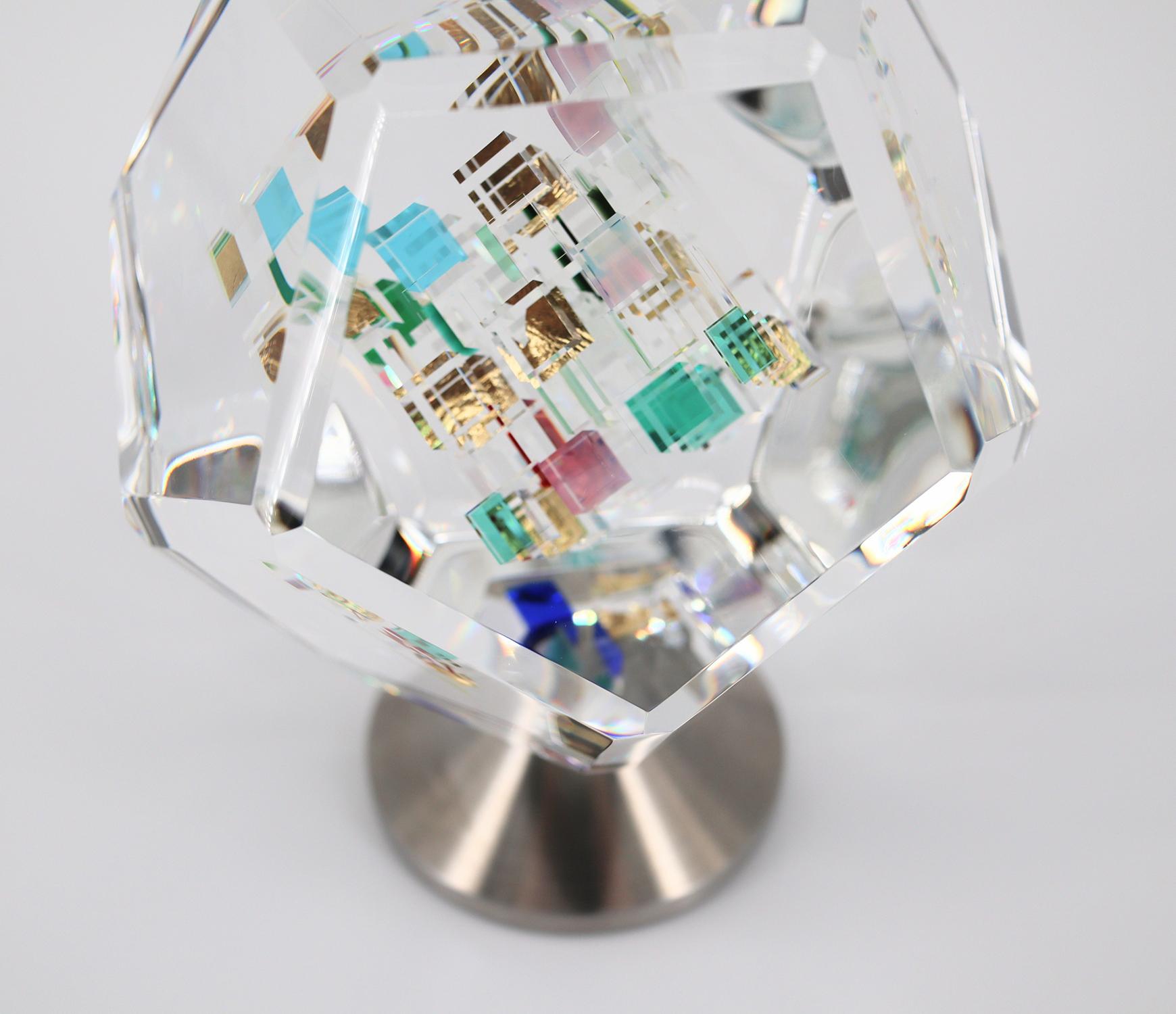 Jon Kuhn, 'Wings of Heat', 12-Sided Dodecagon Glass Sculpture on rotating base For Sale 9