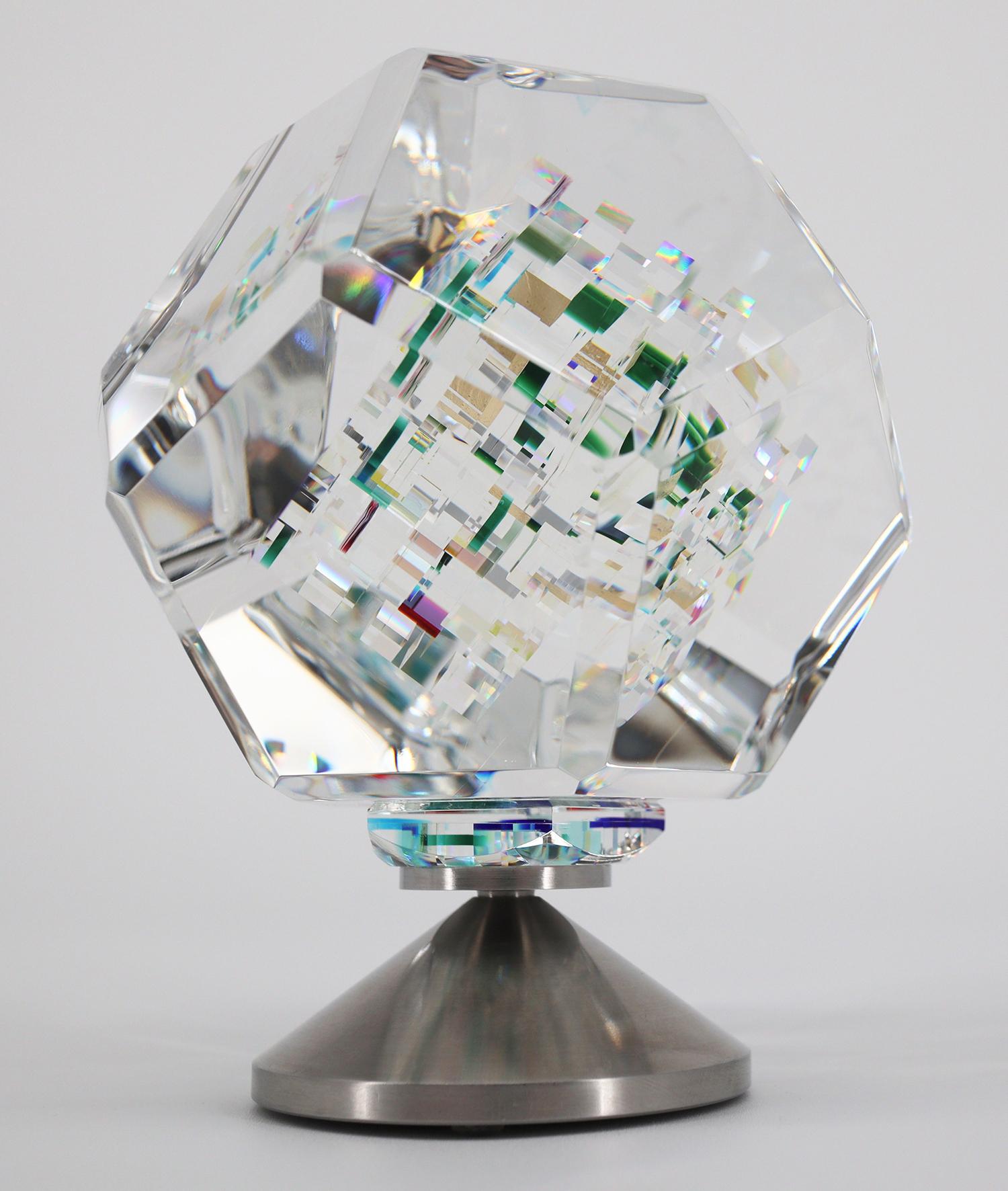 Jon Kuhn, 'Wings of Heat', 12-Sided Dodecagon Glass Sculpture on rotating base For Sale 13