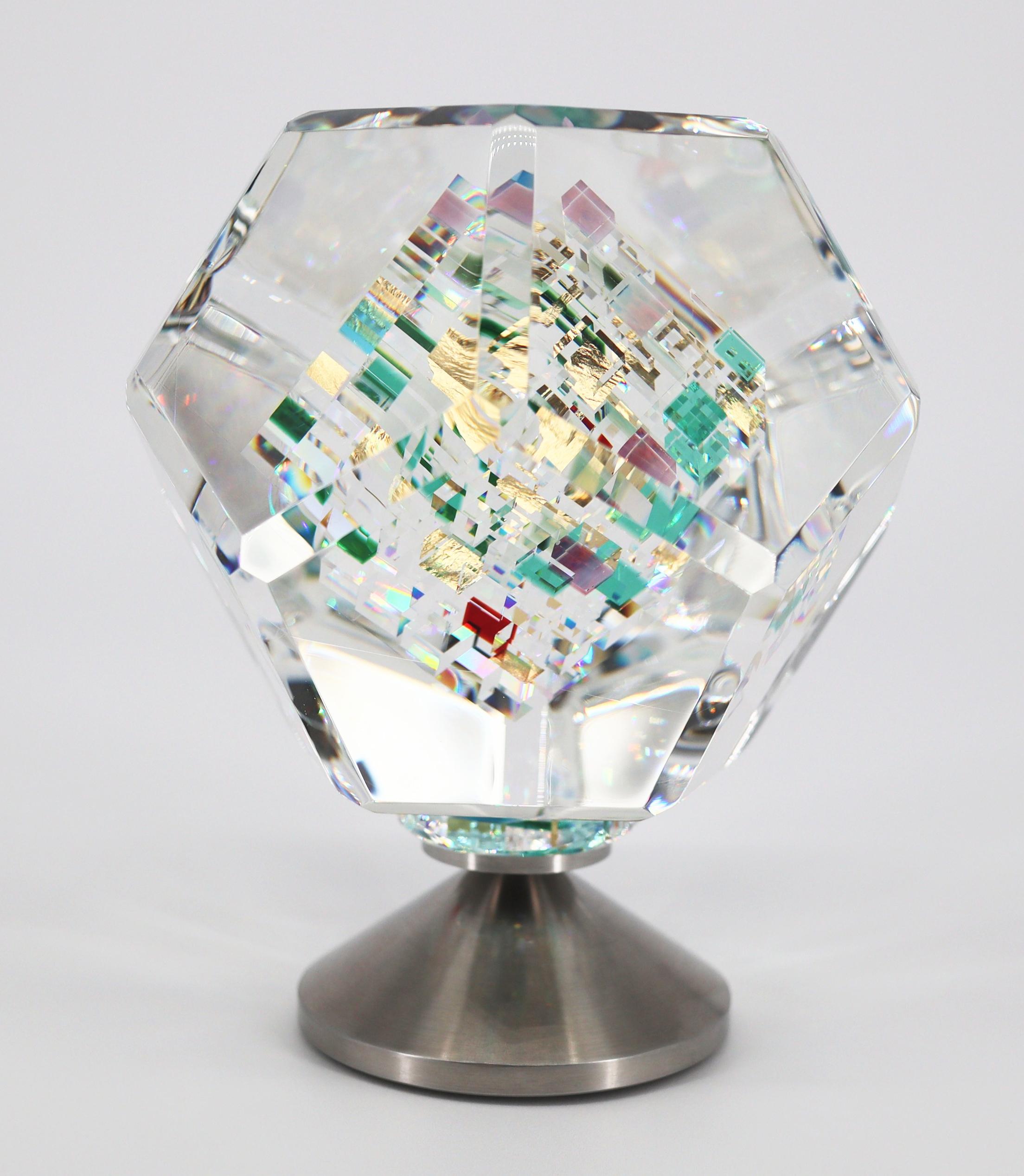 Jon Kuhn, 'Wings of Heat', 12-Sided Dodecagon Glass Sculpture on rotating base For Sale 1