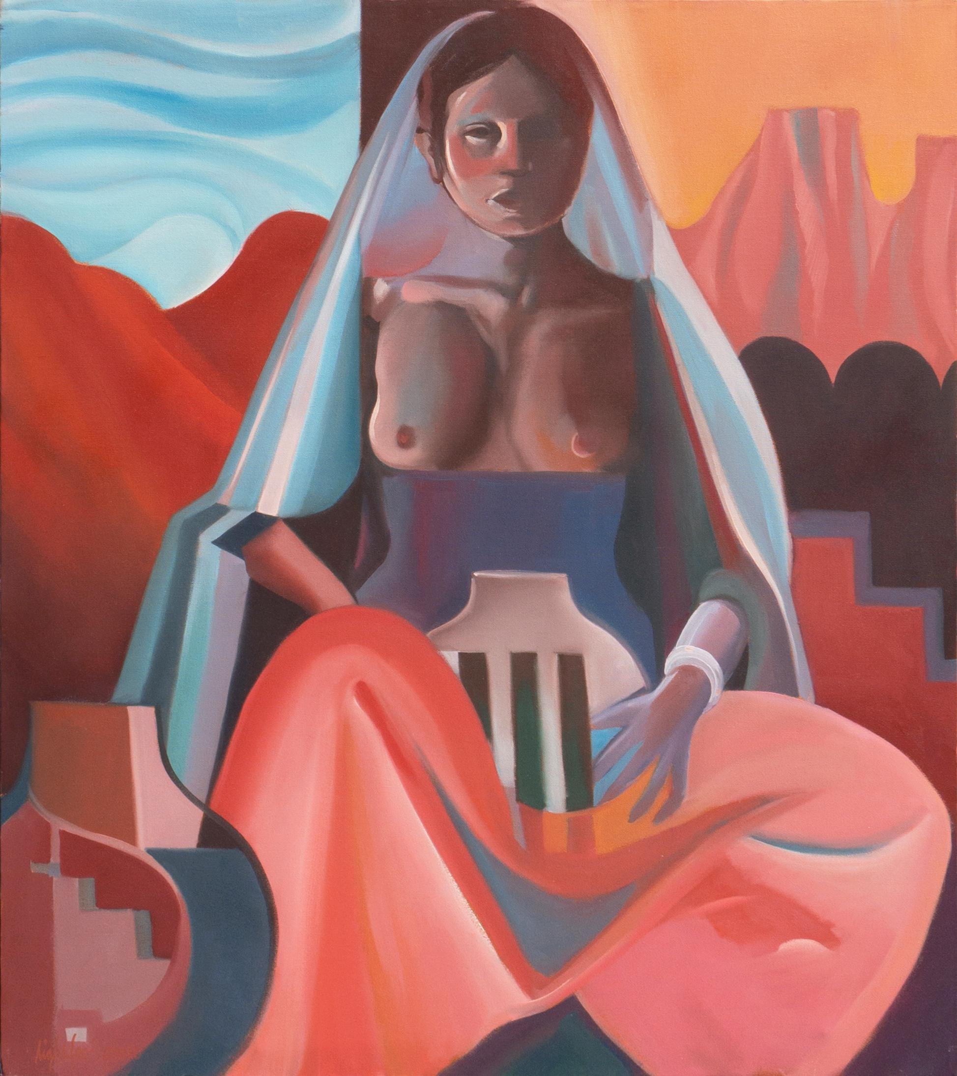 Jon Lightfoot Nude Painting – „Fifth Mesa Spirit“, Cherokee, Art Students League, New York, Mailand, Tucson, Öl