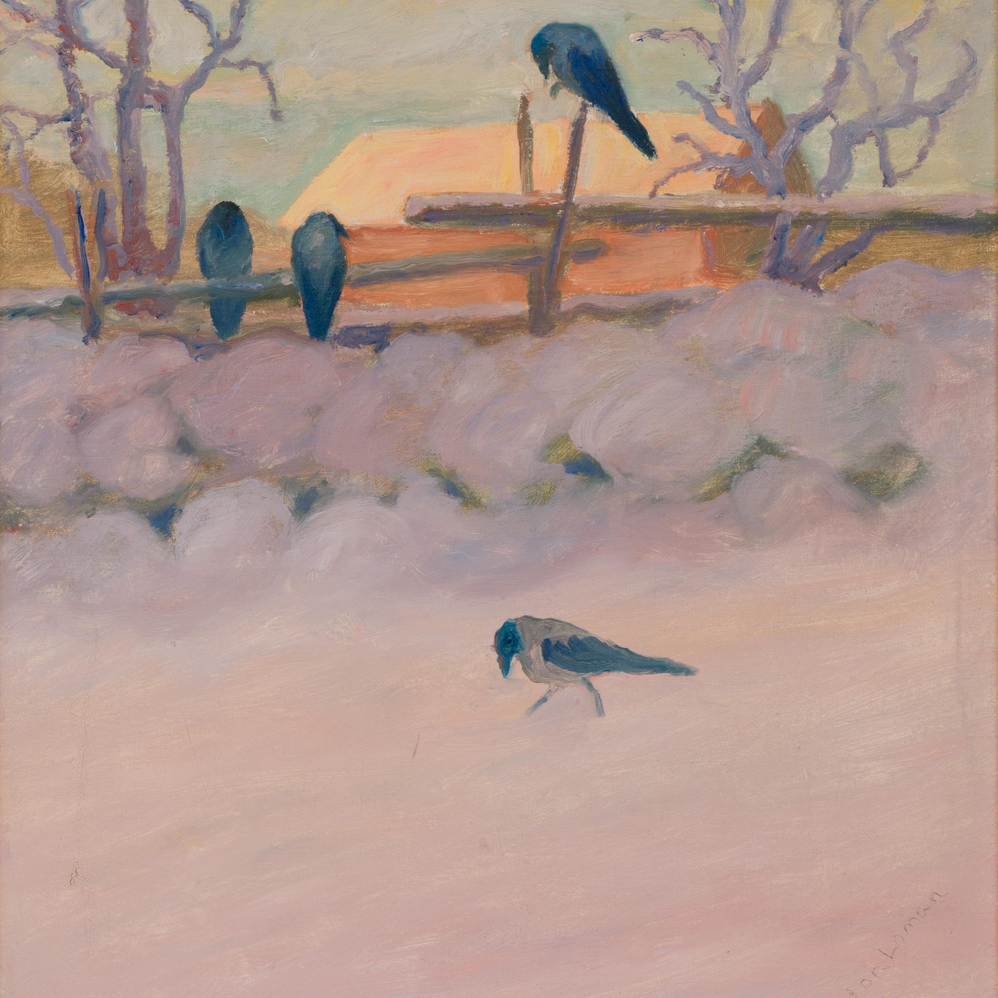Quattro corvi incappucciati in un paesaggio invernale, 1910-1915 ca. in vendita 1