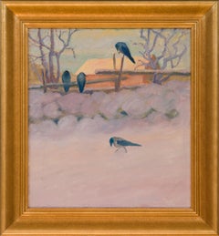 Quatre Crows encapuchonnés dans un paysage d'hiver, c. 1910-1915