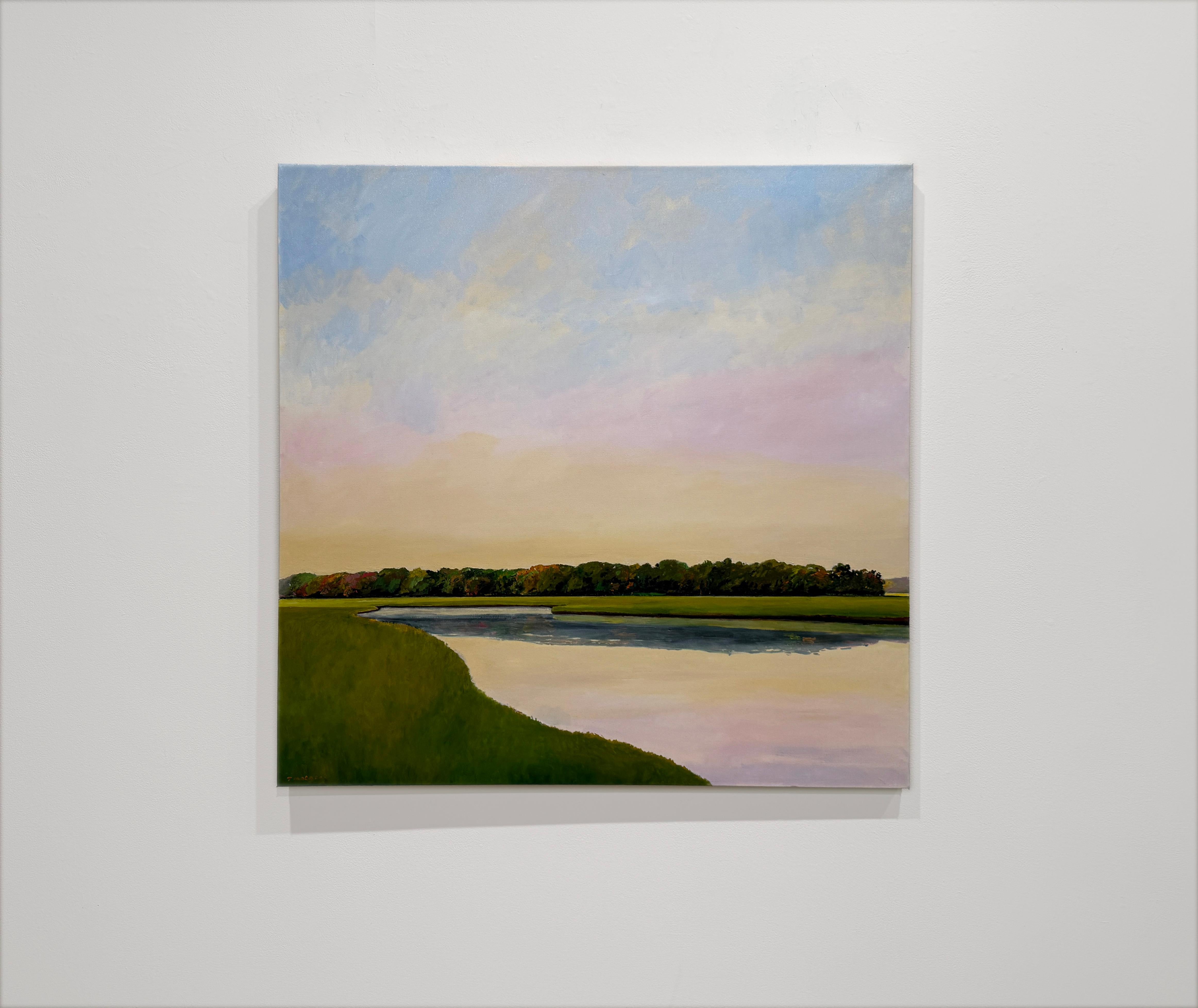 AUTUMN MARSH (MARSH AT DUSK) - Realism, Sunset, Landscape - Painting by Jon MacAdam