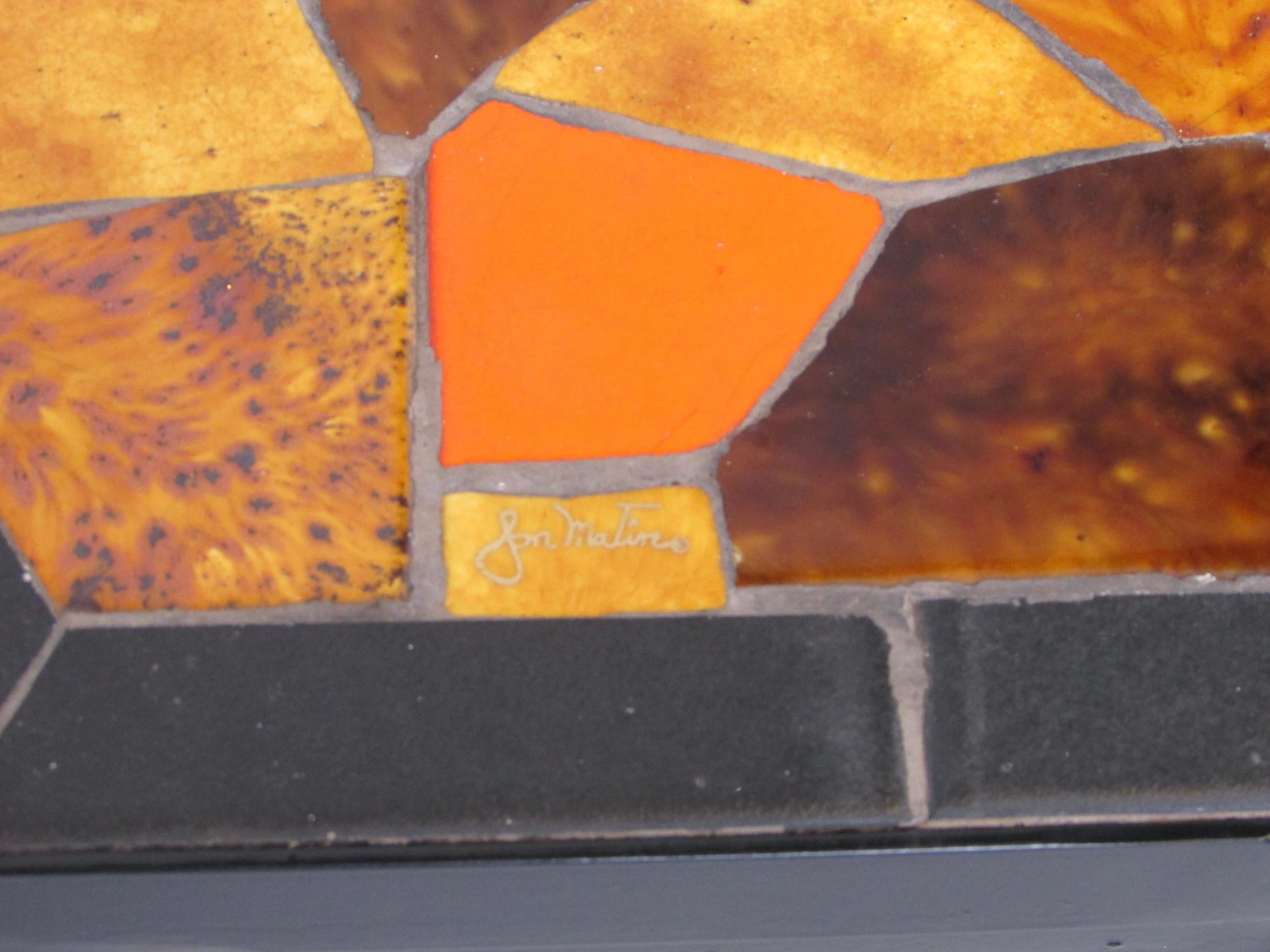 20th Century Jon Matin graduated Nest of Hexagonal Tile top Tables on Iron Base   For Sale