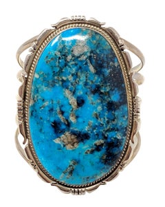 Jon McCray Sterling Silver and Natural Turquoise Oversize Oval Cuff Bracelet