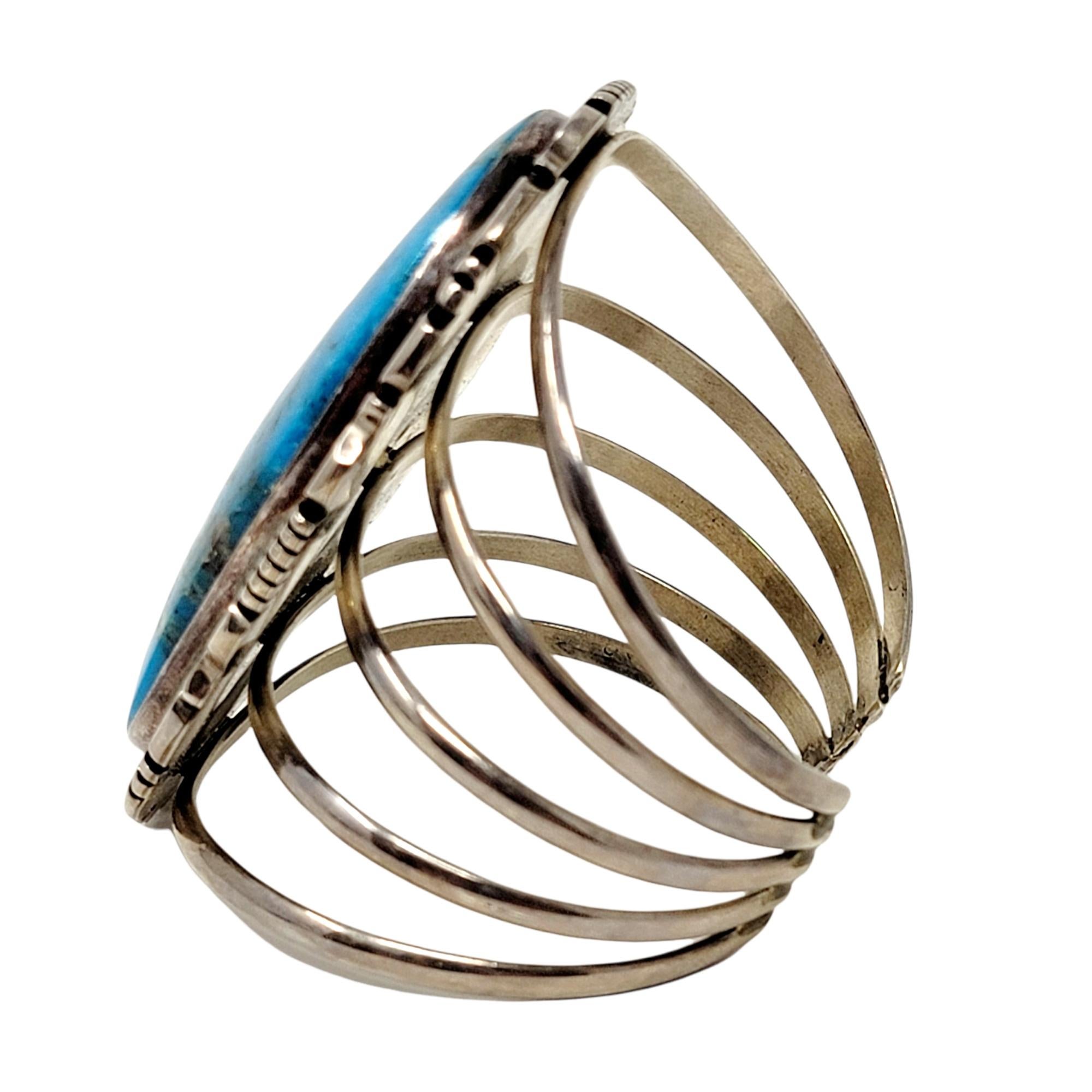 Cabochon Jon McCray Sterling Silver and Natural Turquoise Oversize Oval Cuff Bracelet  For Sale