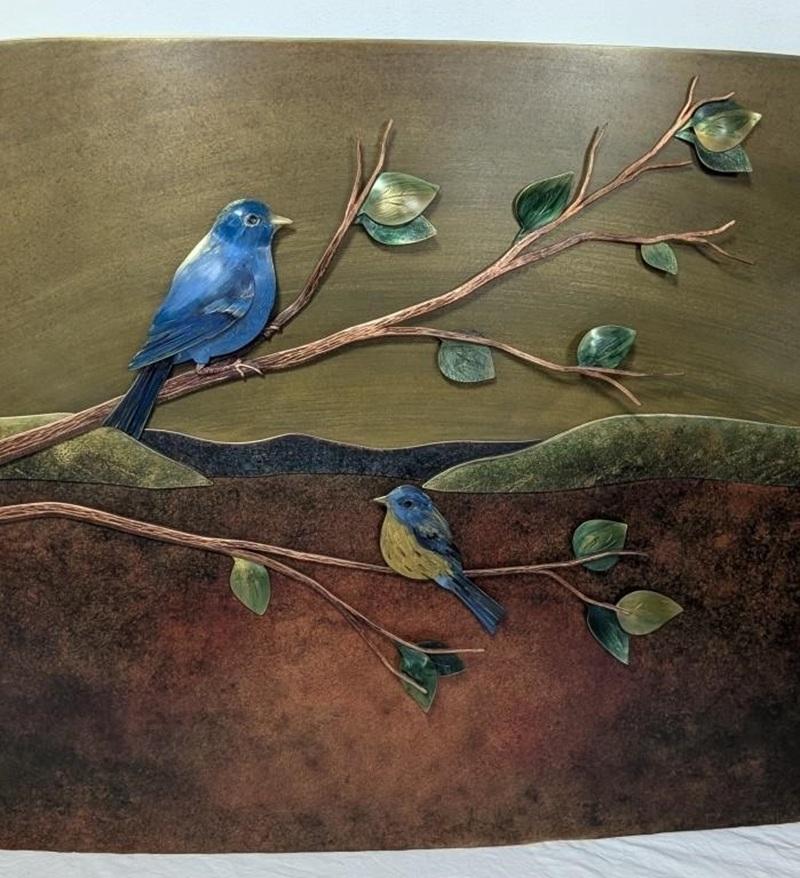 Folk Art Jon Michael Route Original Bronze Titled Two Georgia Songbirds For Sale