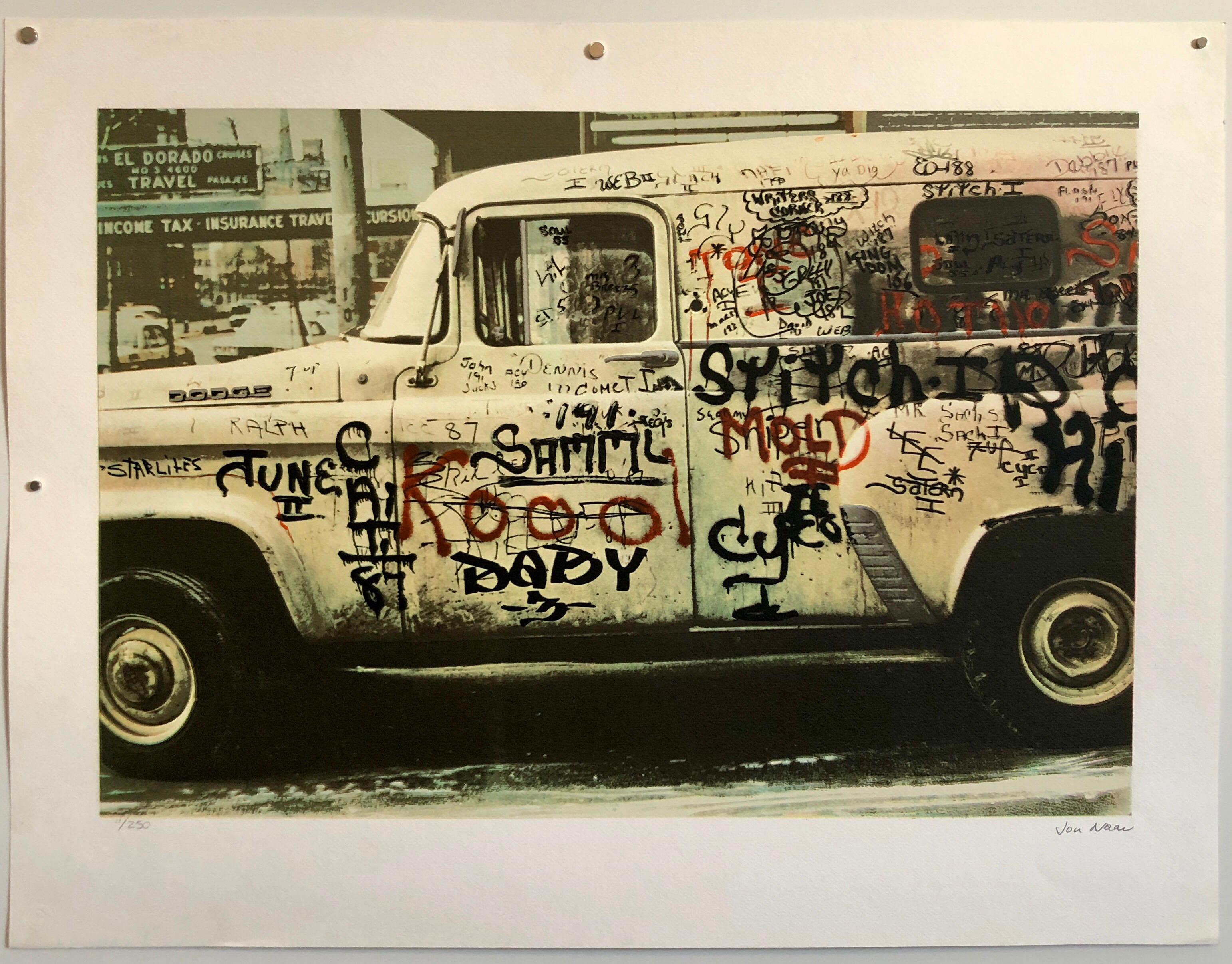 Graffiti Art Photograph Silkscreen Print Truck New York City 1970s Pop Art - Beige Abstract Print by Jon Naar