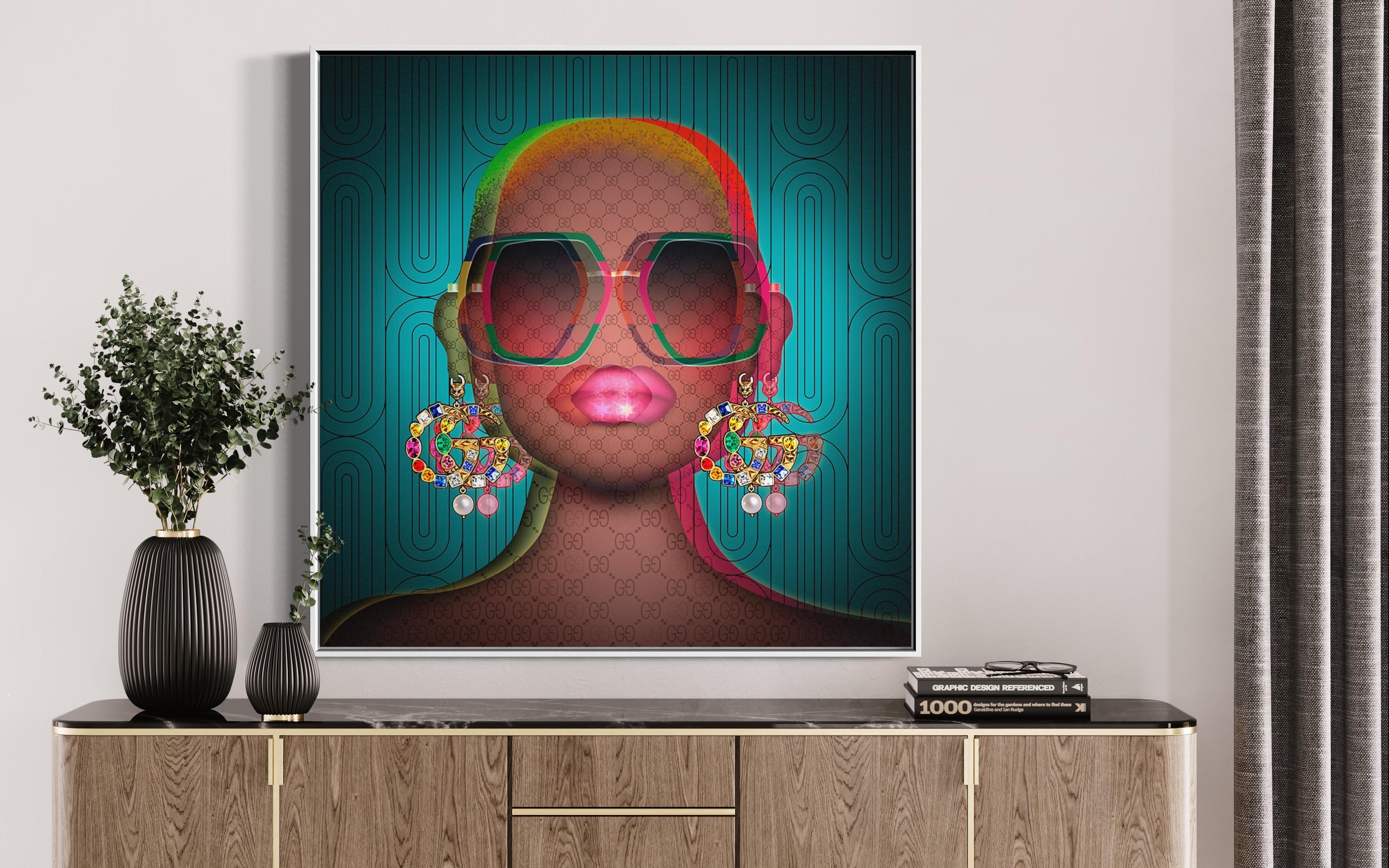 « Gucci Acid Trip » - Portrait Pop Art en techniques mixtes de Jon Pannier en vente 2